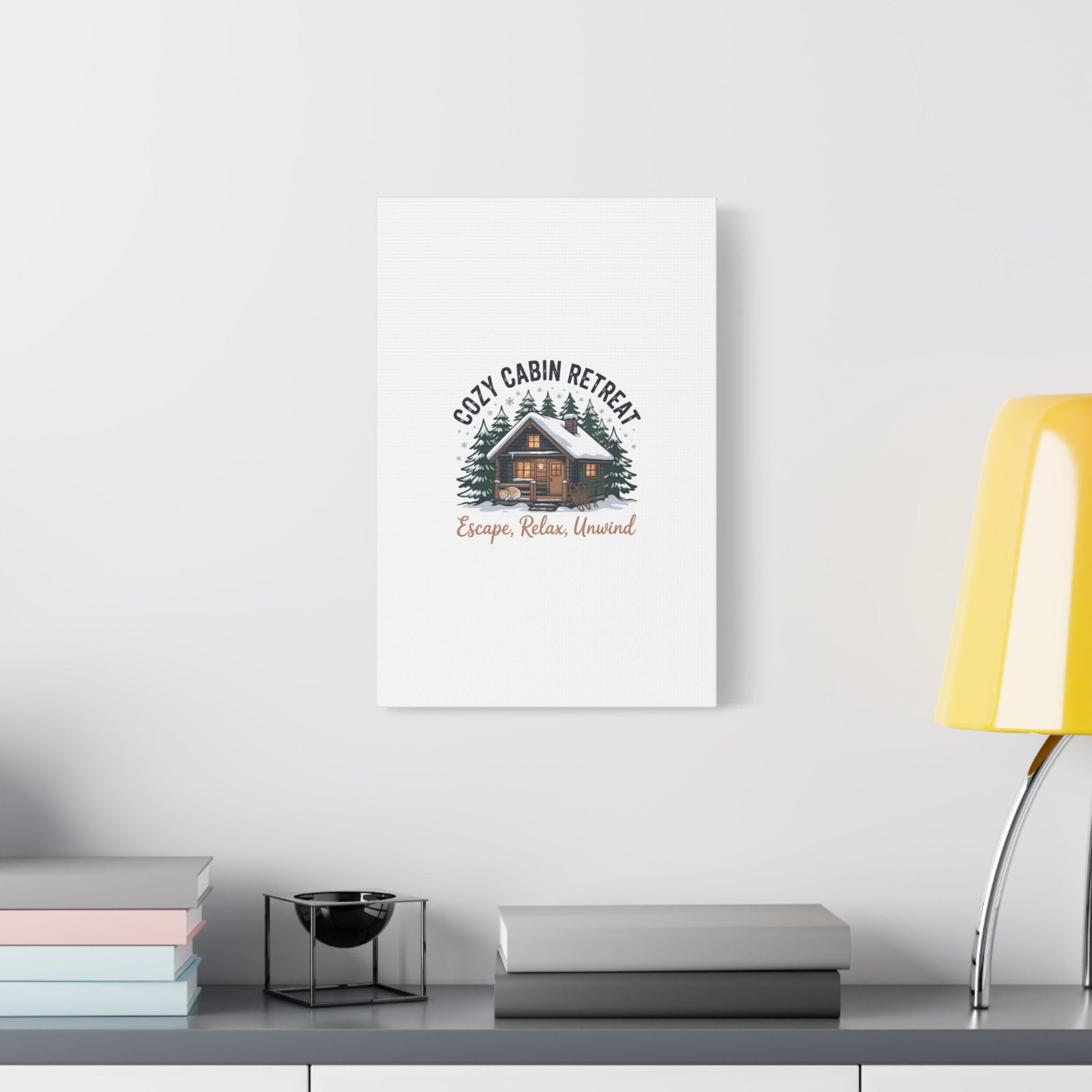 Cozy Cabin Retreat Log Cabin Art Print | Matte Canvas Stretched, 1.25" - FloofChonk