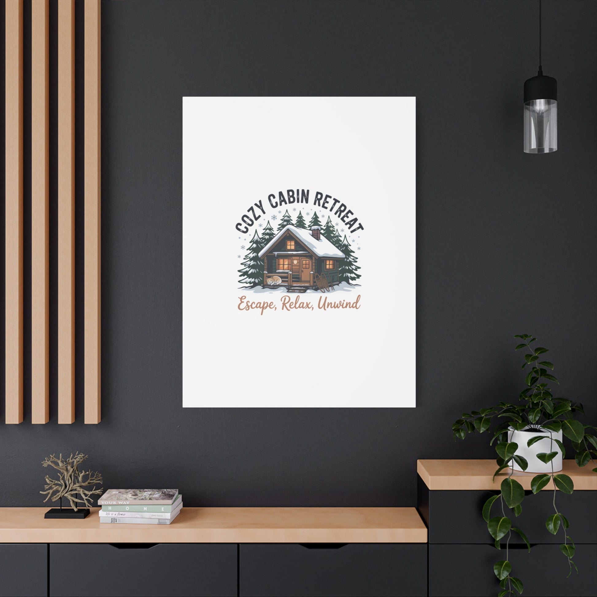 Cozy Cabin Retreat Log Cabin Art Print | Matte Canvas Stretched, 1.25" - FloofChonk