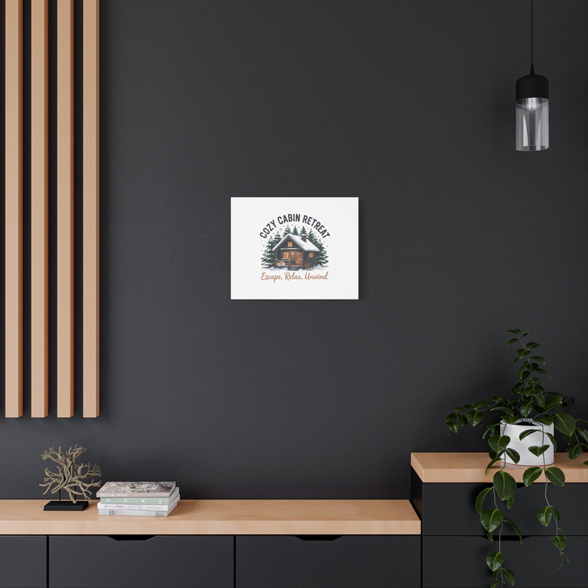 Cozy Cabin Retreat Log Cabin Art Print | Matte Canvas Stretched, 1.25" - FloofChonk
