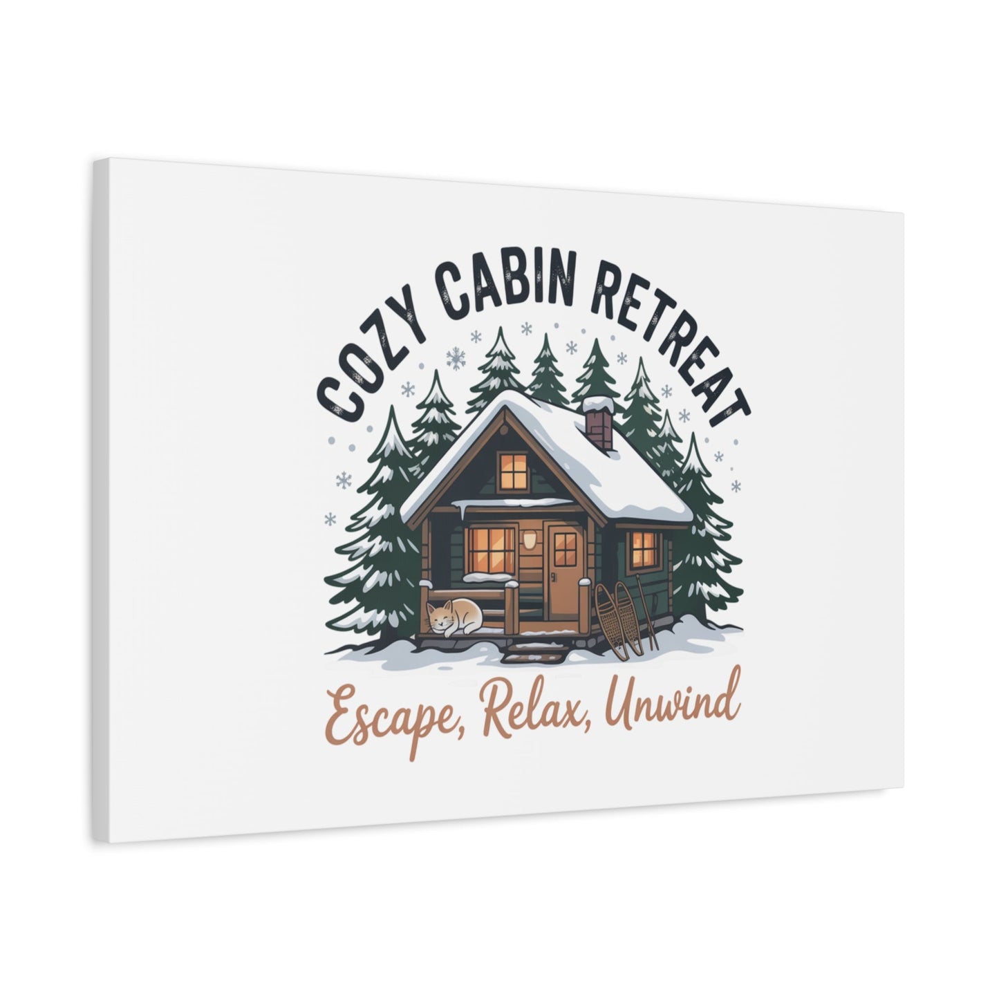 Cozy Cabin Retreat Log Cabin Art Print | Matte Canvas Stretched, 1.25" - FloofChonk