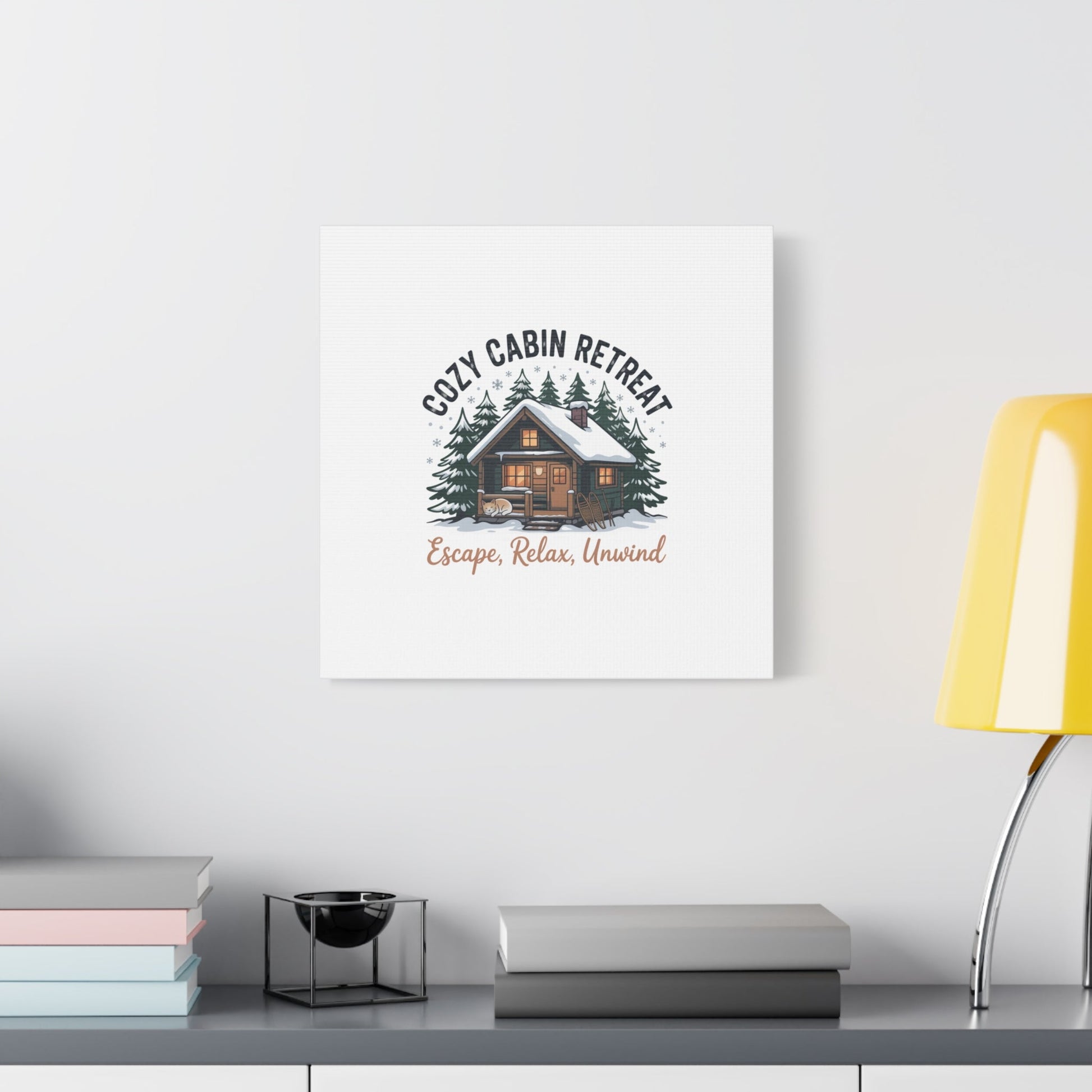 Cozy Cabin Retreat Log Cabin Art Print | Matte Canvas Stretched, 1.25" - FloofChonk
