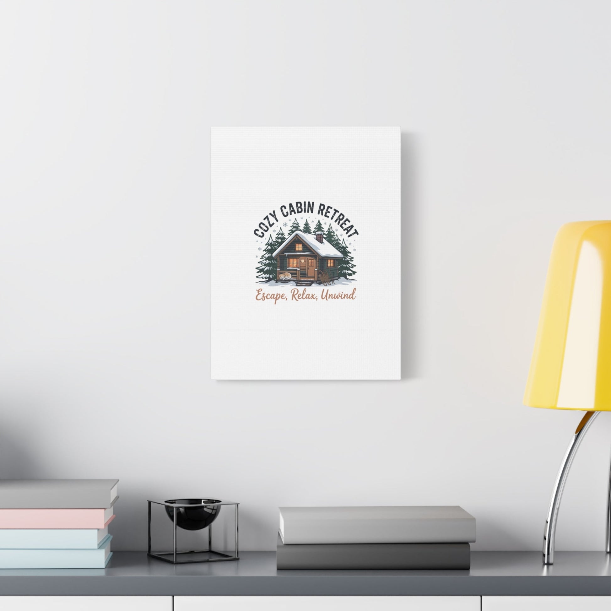 Cozy Cabin Retreat Log Cabin Art Print | Matte Canvas Stretched, 1.25" - FloofChonk