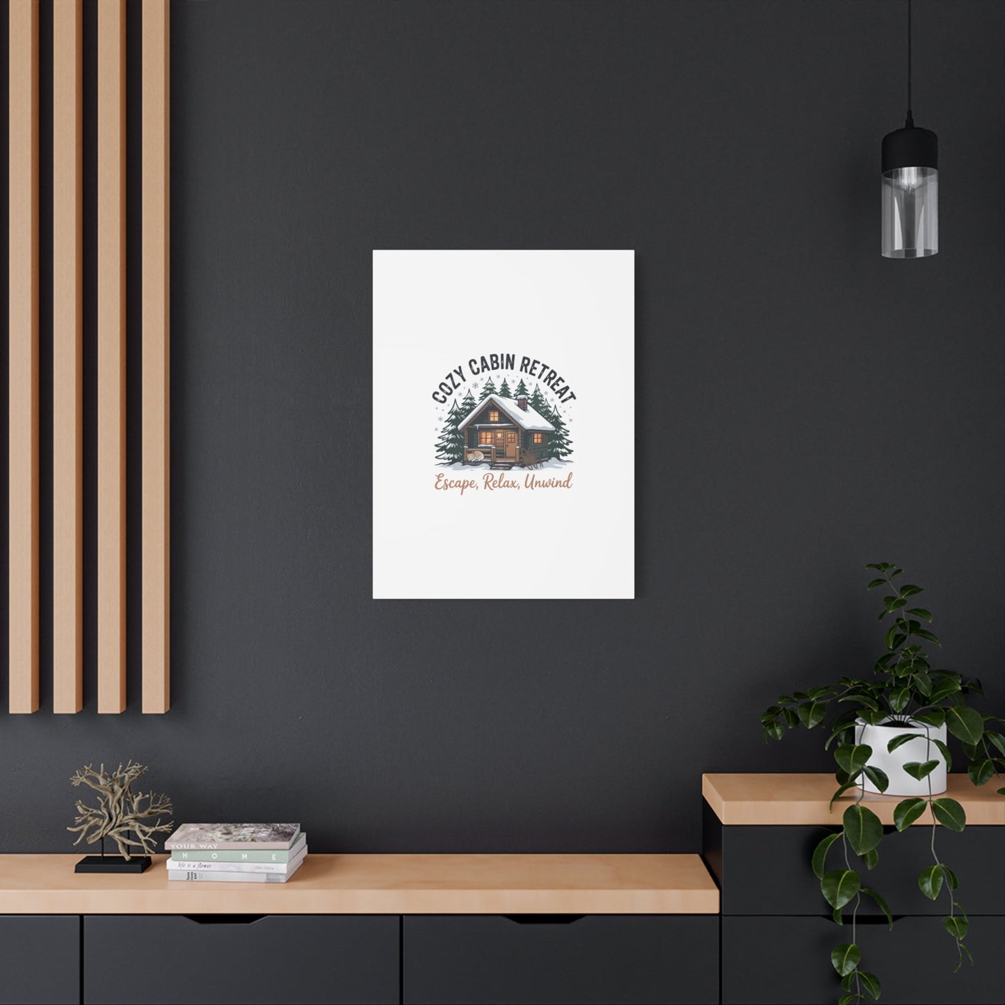 Cozy Cabin Retreat Log Cabin Art Print | Matte Canvas Stretched, 1.25" - FloofChonk