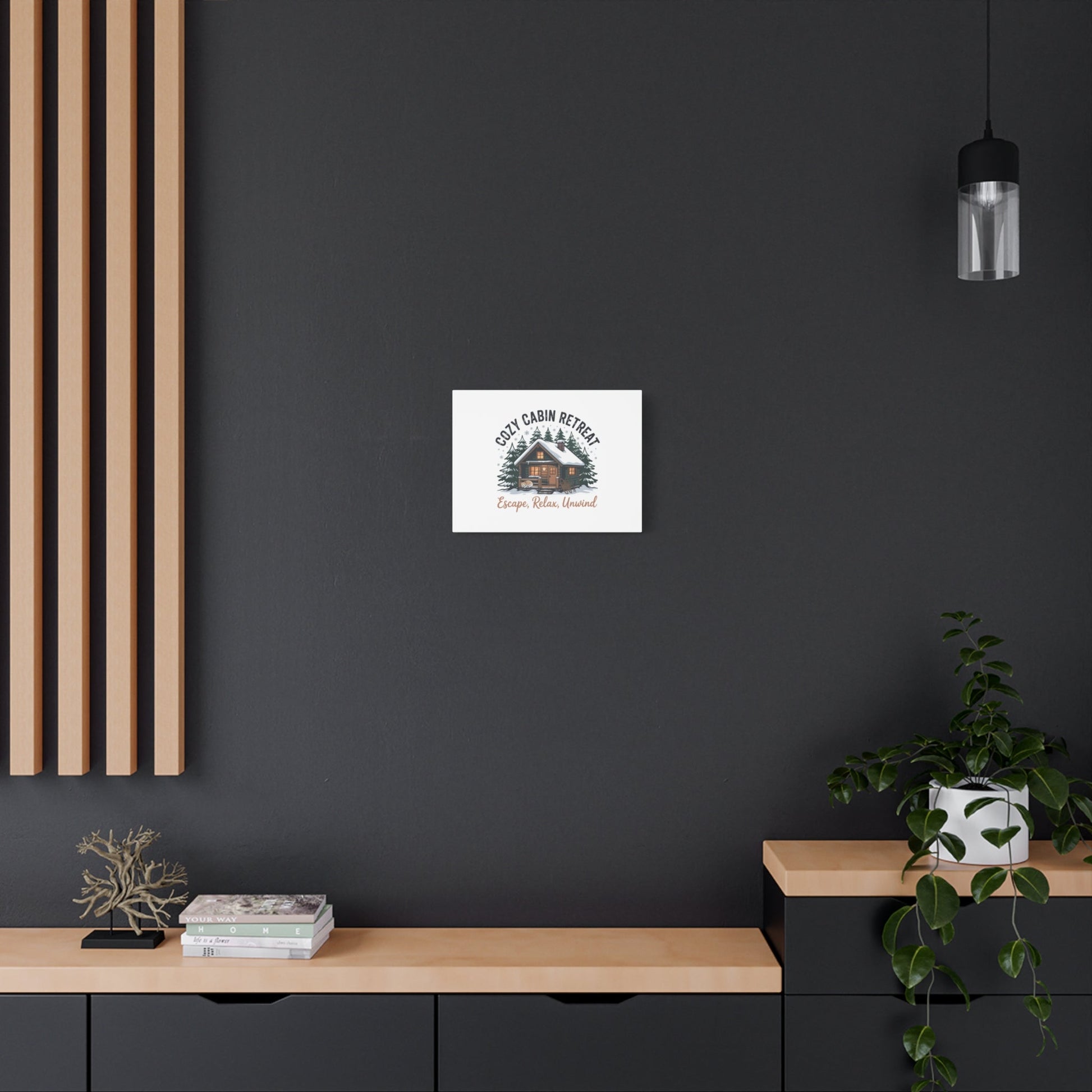 Cozy Cabin Retreat Log Cabin Art Print | Matte Canvas Stretched, 1.25" - FloofChonk