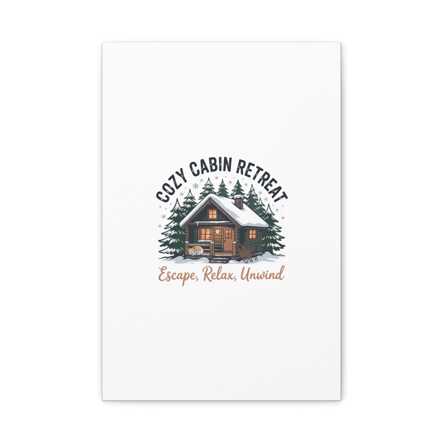 Cozy Cabin Retreat Log Cabin Art Print | Matte Canvas Stretched, 1.25" - FloofChonk