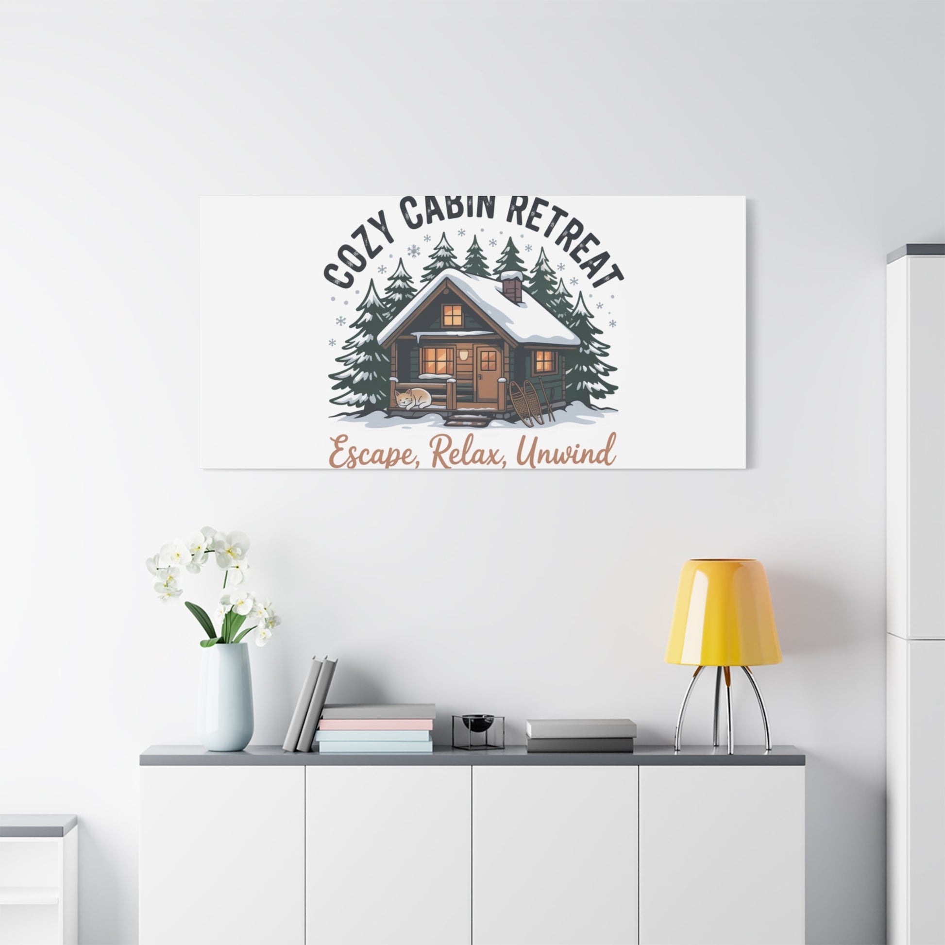 Cozy Cabin Retreat Log Cabin Art Print | Matte Canvas Stretched, 1.25" - FloofChonk