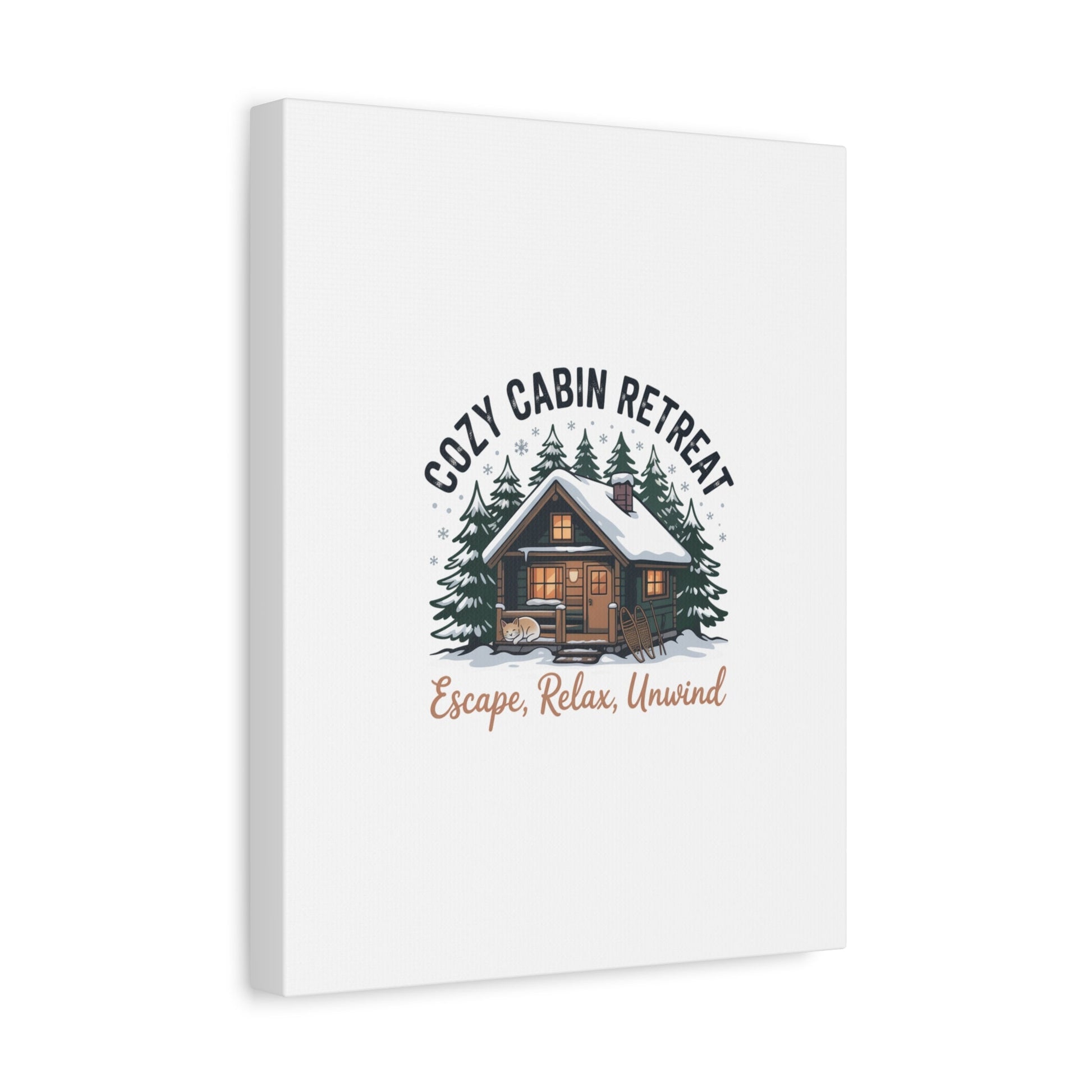 Cozy Cabin Retreat Log Cabin Art Print | Matte Canvas Stretched, 1.25" - FloofChonk
