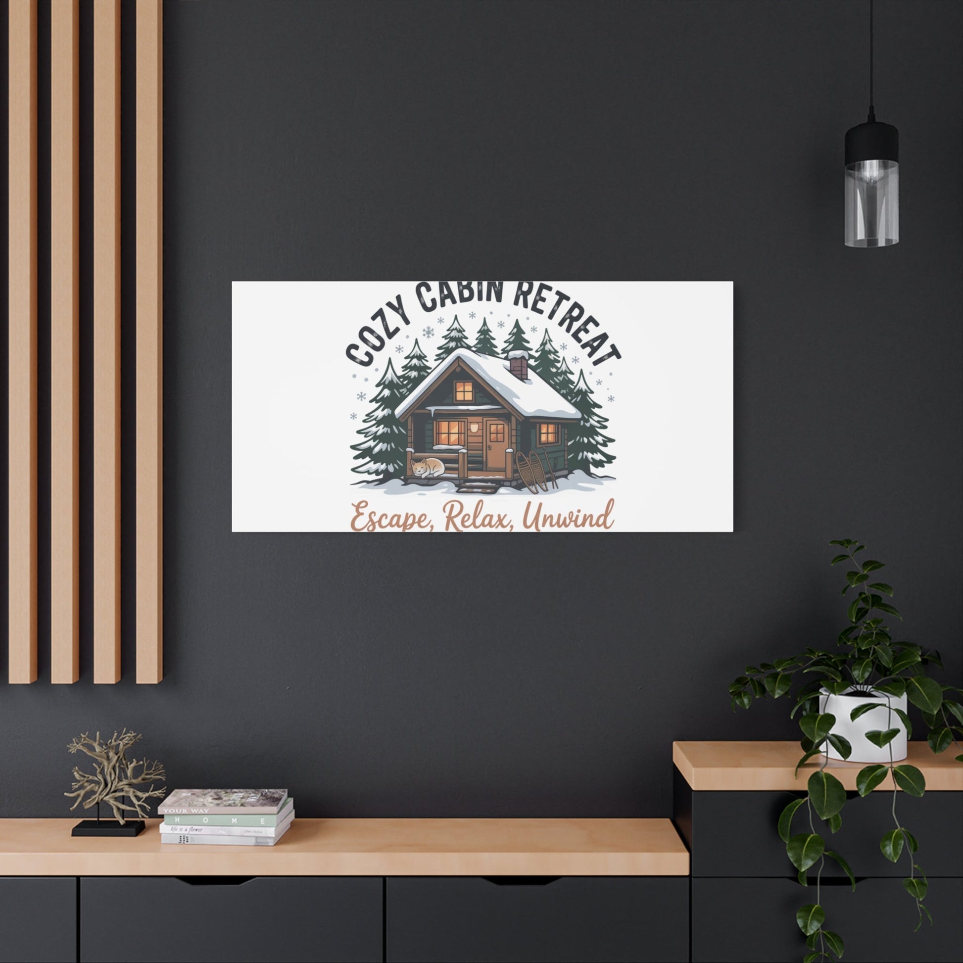 Cozy Cabin Retreat Log Cabin Art Print | Matte Canvas Stretched, 1.25" - FloofChonk