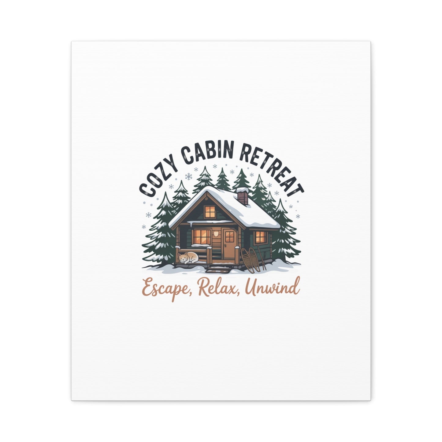 Cozy Cabin Retreat Log Cabin Art Print | Matte Canvas Stretched, 1.25" - FloofChonk