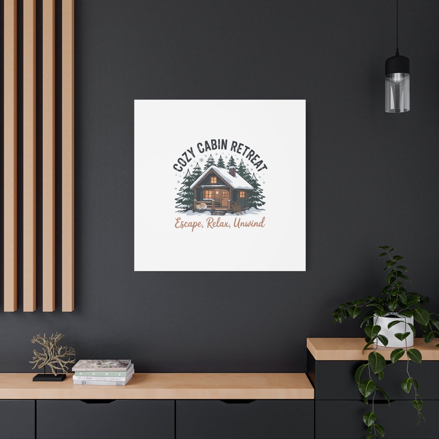 Cozy Cabin Retreat Log Cabin Art Print | Matte Canvas Stretched, 1.25" - FloofChonk