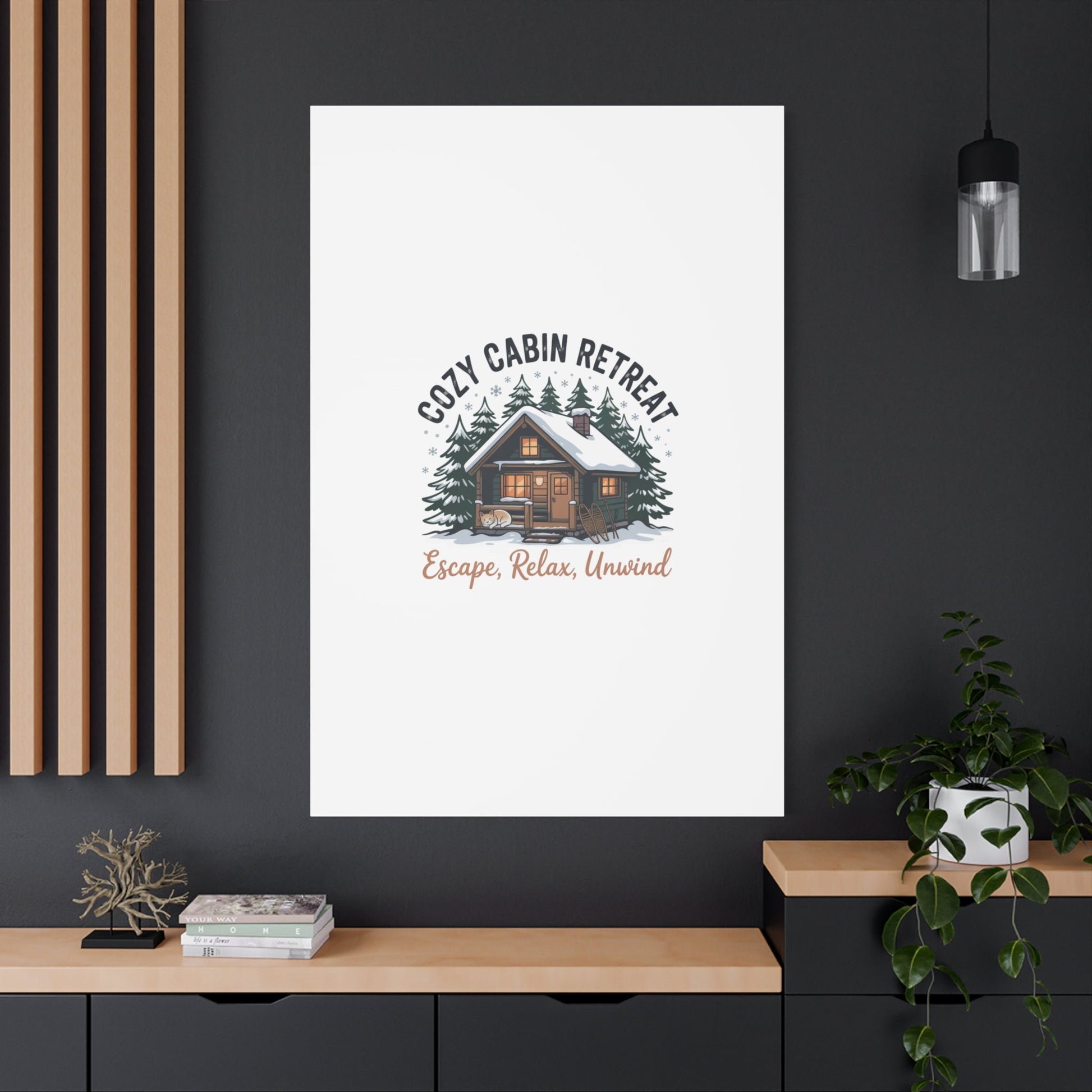 Cozy Cabin Retreat Log Cabin Art Print | Matte Canvas Stretched, 1.25" - FloofChonk