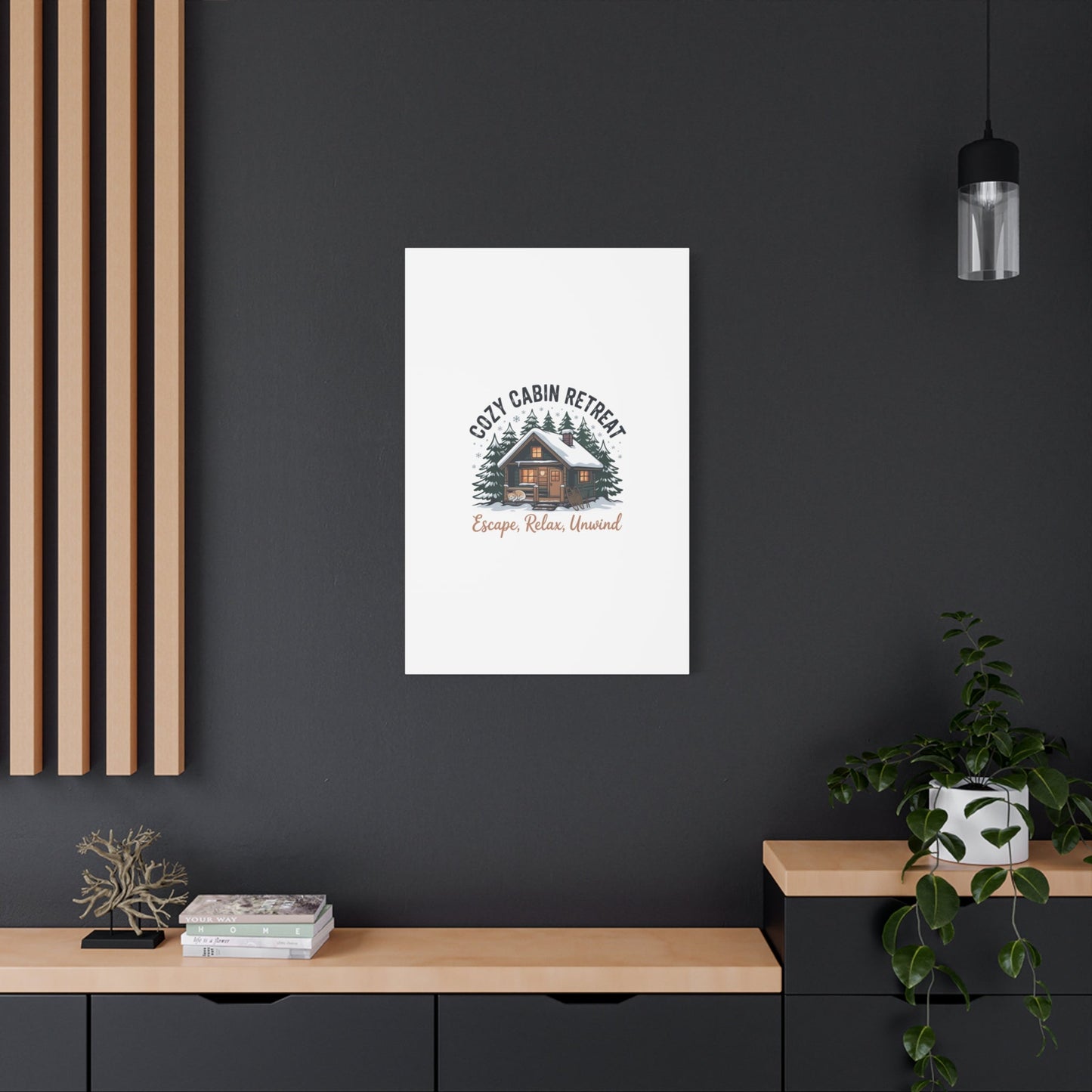 Cozy Cabin Retreat Log Cabin Art Print | Matte Canvas Stretched, 1.25" - FloofChonk