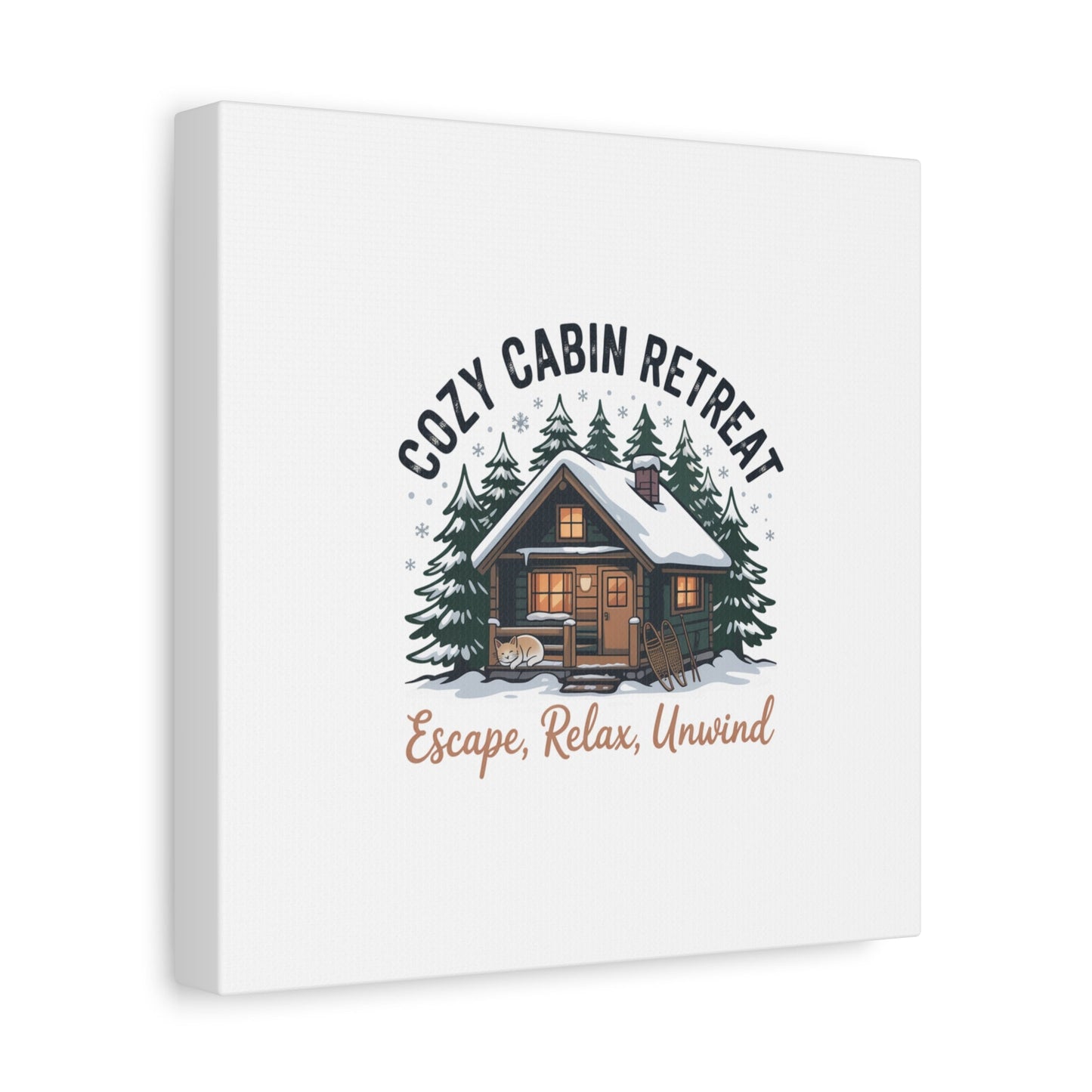 Cozy Cabin Retreat Log Cabin Art Print | Matte Canvas Stretched, 1.25" - FloofChonk