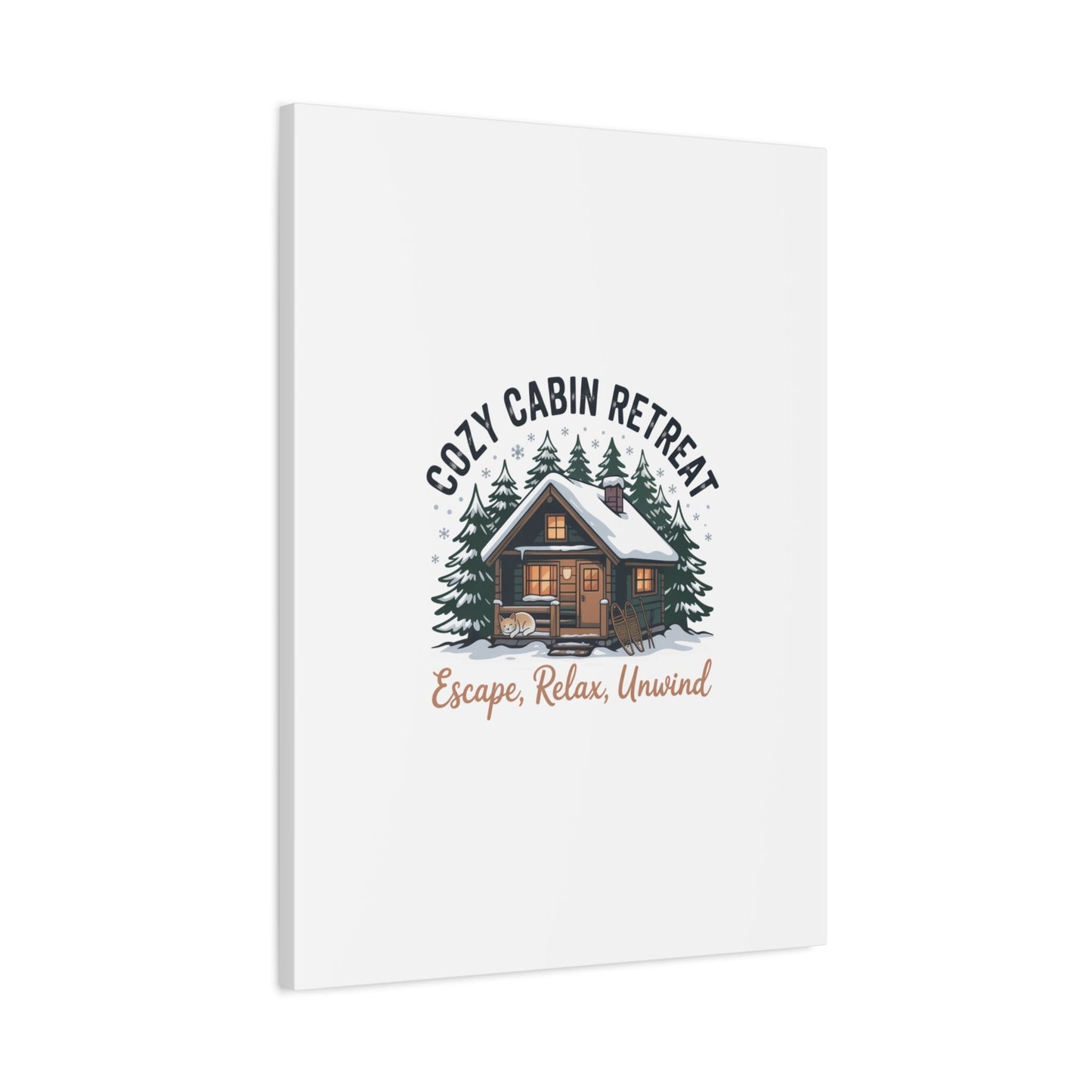Cozy Cabin Retreat Log Cabin Art Print | Matte Canvas Stretched, 1.25" - FloofChonk