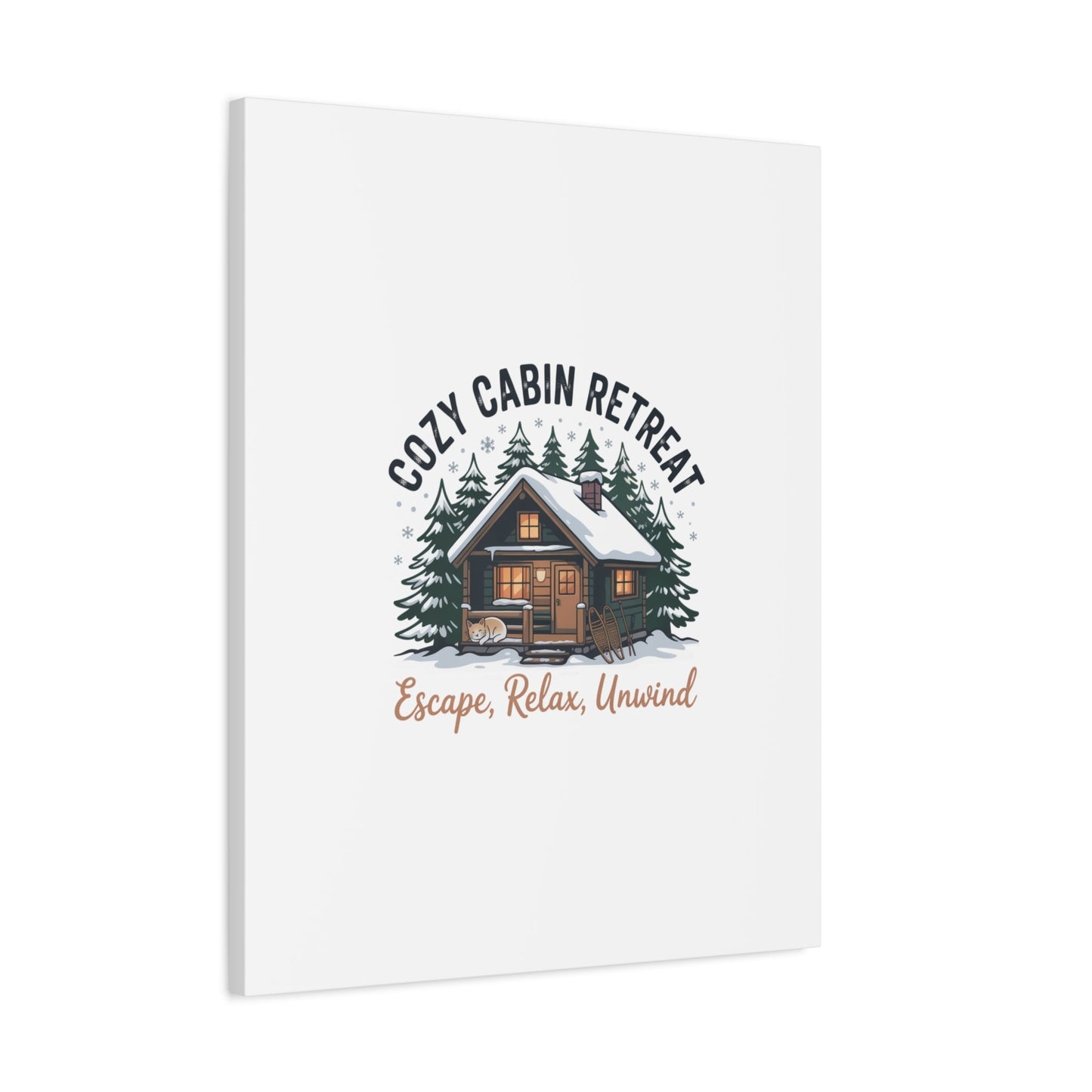 Cozy Cabin Retreat Log Cabin Art Print | Matte Canvas Stretched, 1.25" - FloofChonk
