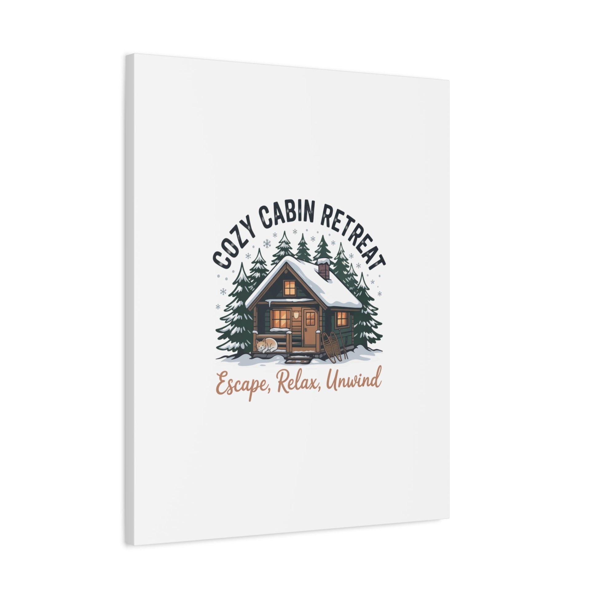 Cozy Cabin Retreat Log Cabin Art Print | Matte Canvas Stretched, 1.25" - FloofChonk