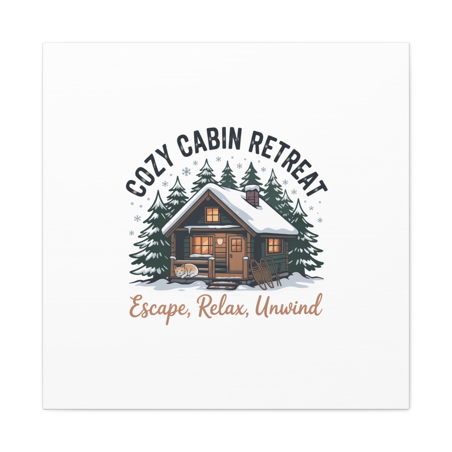 Cozy Cabin Retreat Log Cabin Art Print | Matte Canvas Stretched, 1.25" - FloofChonk