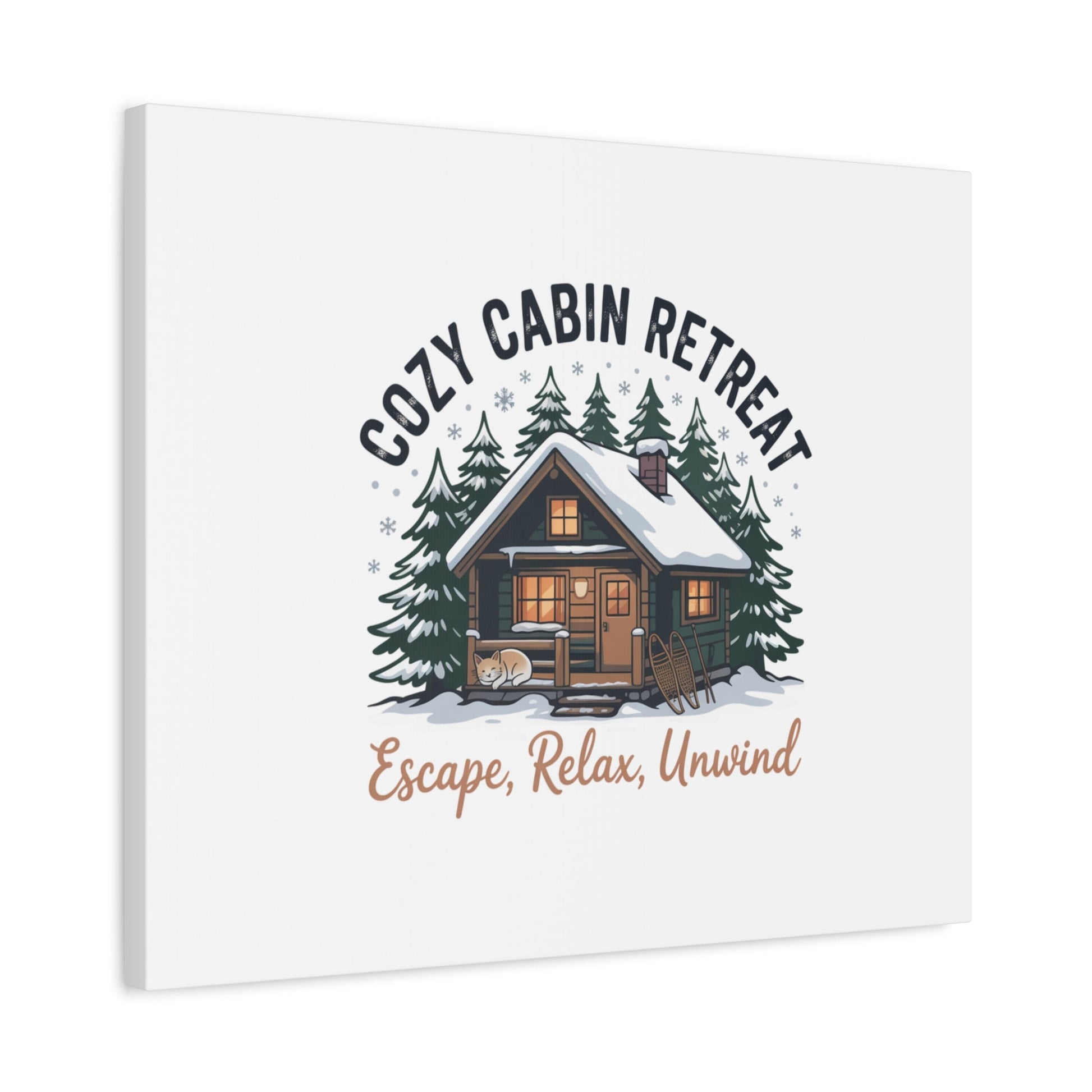 Cozy Cabin Retreat Log Cabin Art Print | Matte Canvas Stretched, 1.25" - FloofChonk