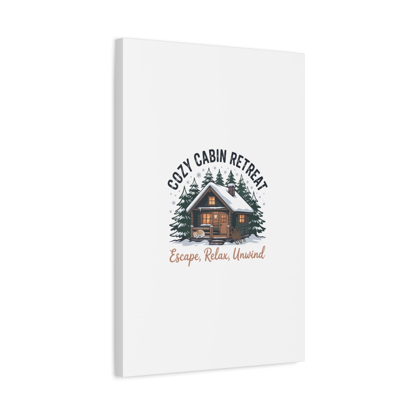 Cozy Cabin Retreat Log Cabin Art Print | Matte Canvas Stretched, 1.25" - FloofChonk