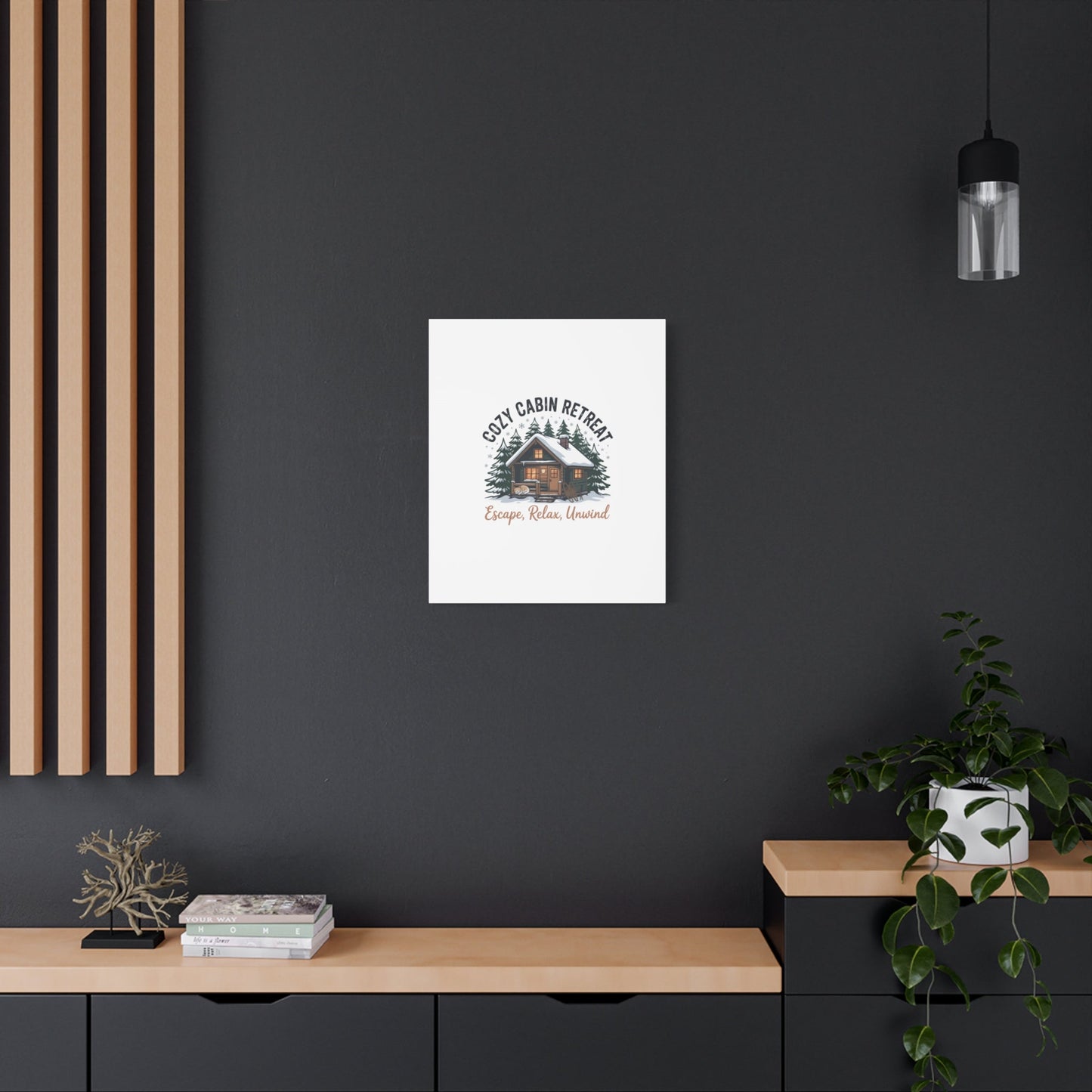 Cozy Cabin Retreat Log Cabin Art Print | Matte Canvas Stretched, 1.25" - FloofChonk