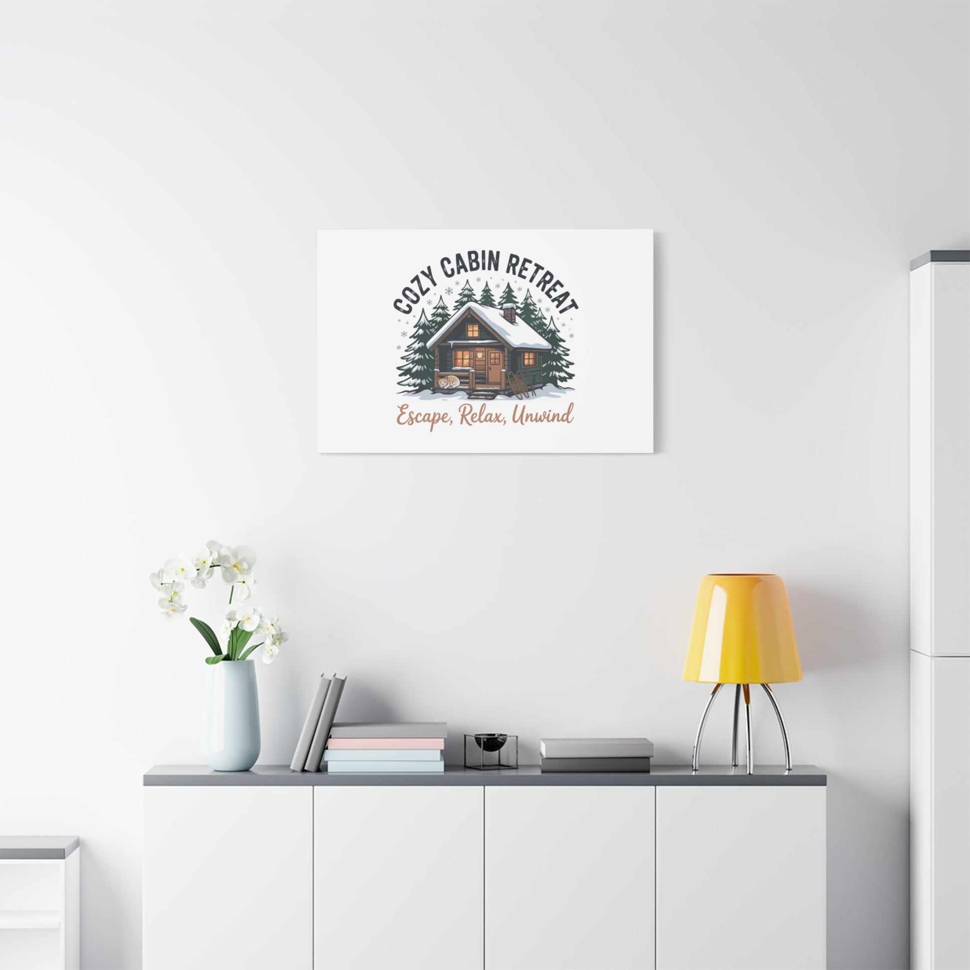 Cozy Cabin Retreat Log Cabin Art Print | Matte Canvas Stretched, 1.25" - FloofChonk