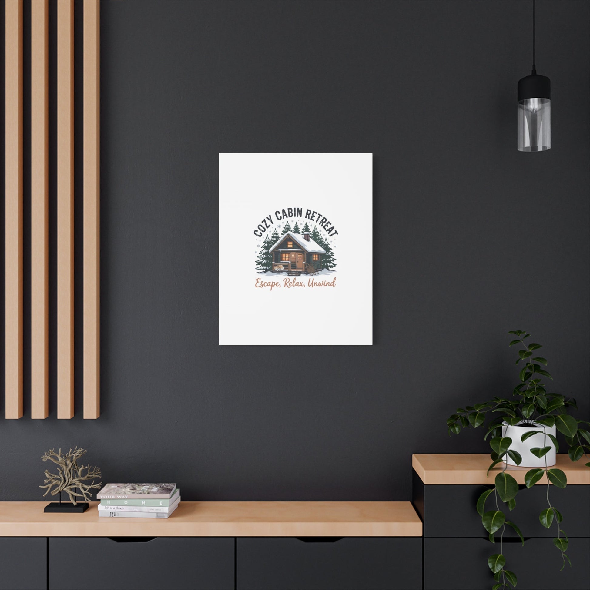 Cozy Cabin Retreat Log Cabin Art Print | Matte Canvas Stretched, 1.25" - FloofChonk