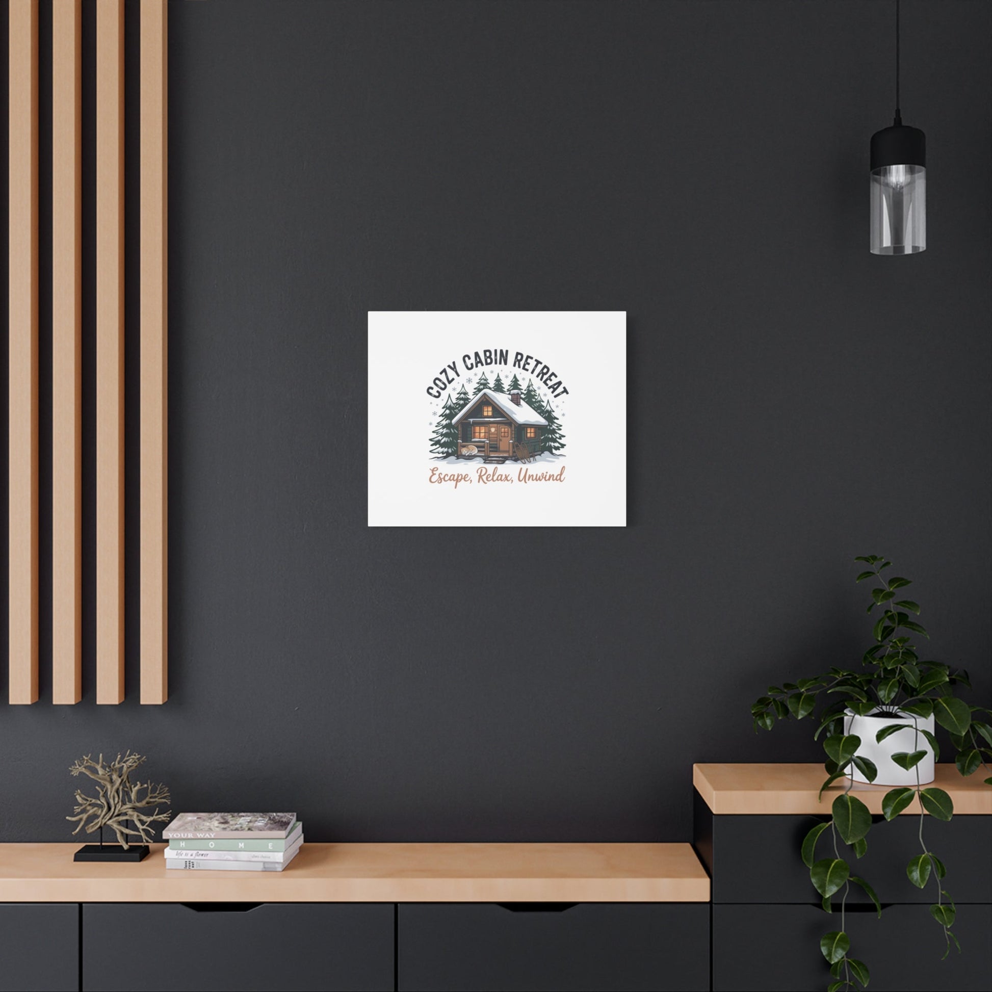 Cozy Cabin Retreat Log Cabin Art Print | Matte Canvas Stretched, 1.25" - FloofChonk