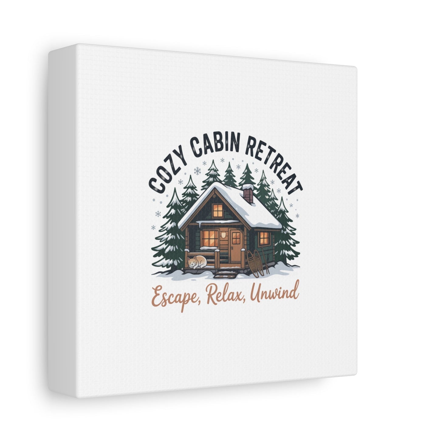 Cozy Cabin Retreat Log Cabin Art Print | Matte Canvas Stretched, 1.25" - FloofChonk