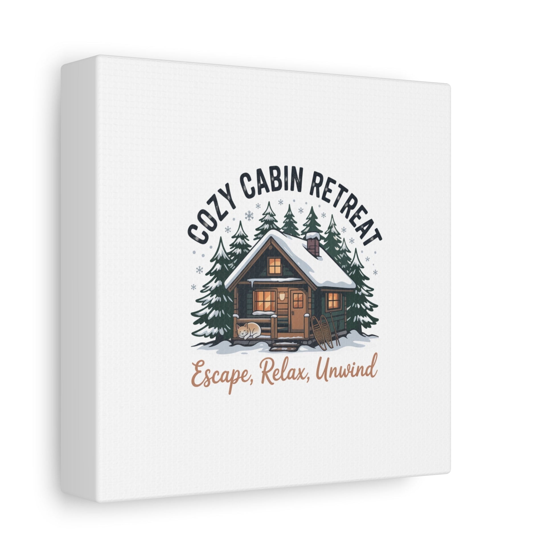 Cozy Cabin Retreat Log Cabin Art Print | Matte Canvas Stretched, 1.25" - FloofChonk