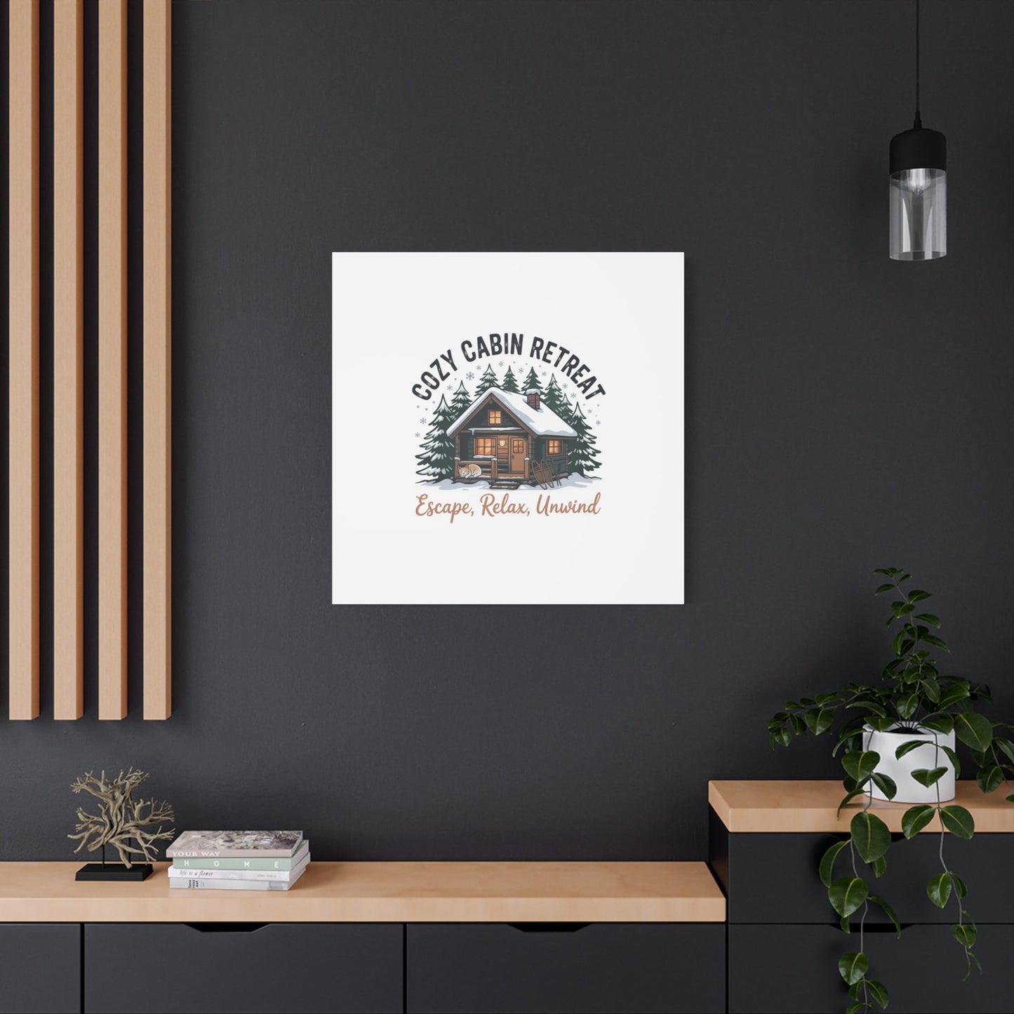 Cozy Cabin Retreat Log Cabin Art Print | Matte Canvas Stretched, 1.25" - FloofChonk