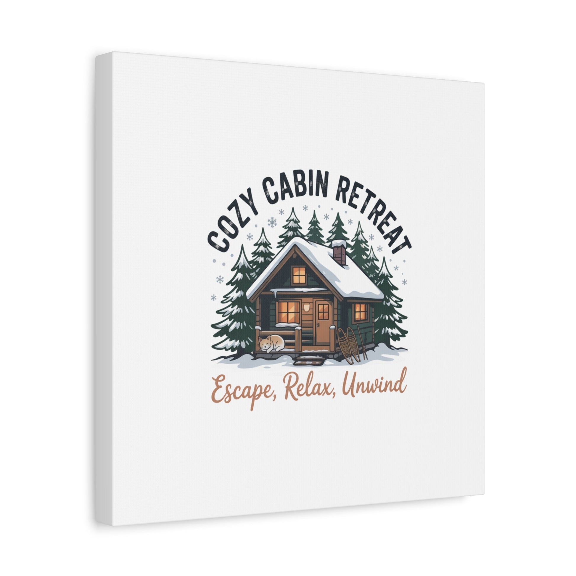 Cozy Cabin Retreat Log Cabin Art Print | Matte Canvas Stretched, 1.25" - FloofChonk