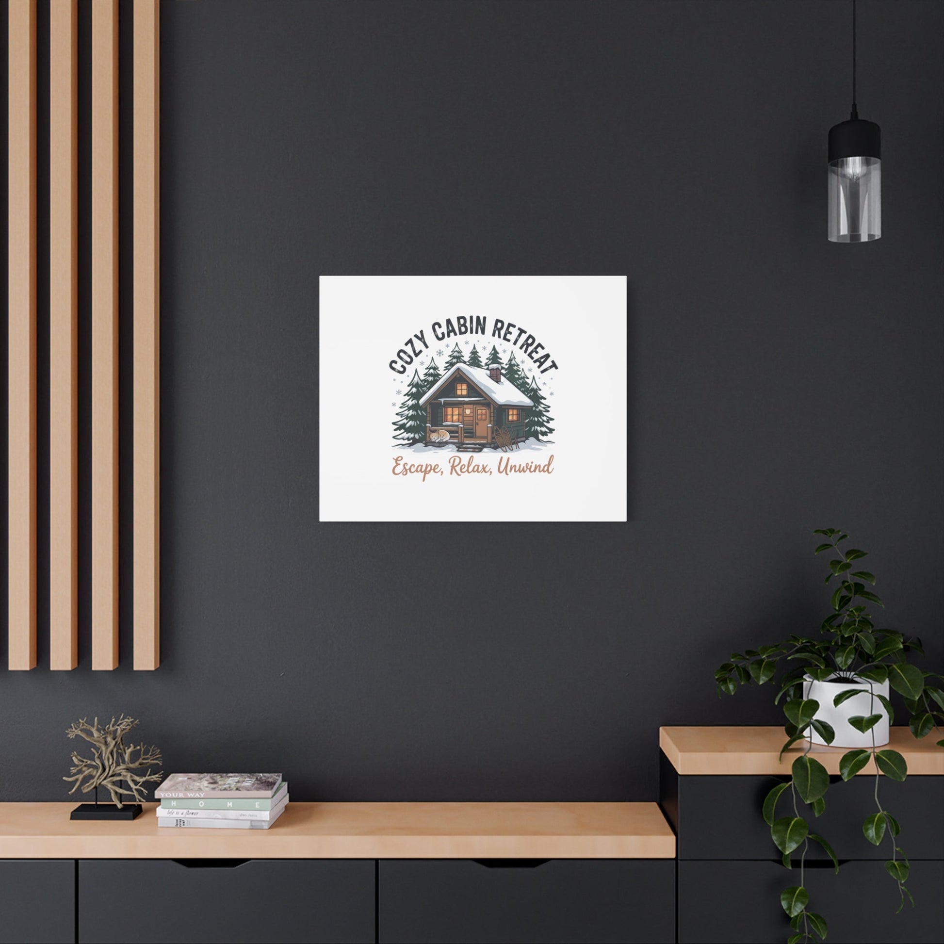 Cozy Cabin Retreat Log Cabin Art Print | Matte Canvas Stretched, 1.25" - FloofChonk