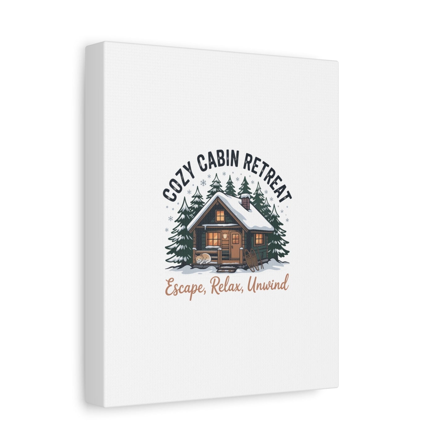 Cozy Cabin Retreat Log Cabin Art Print | Matte Canvas Stretched, 1.25" - FloofChonk