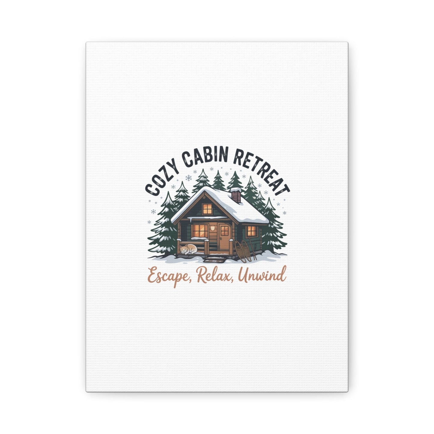 Cozy Cabin Retreat Log Cabin Art Print | Matte Canvas Stretched, 1.25" - FloofChonk