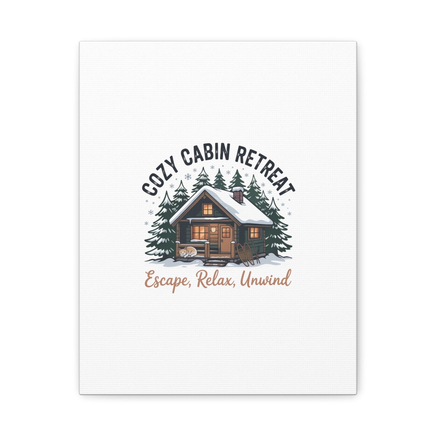 Cozy Cabin Retreat Log Cabin Art Print | Matte Canvas Stretched, 1.25" - FloofChonk