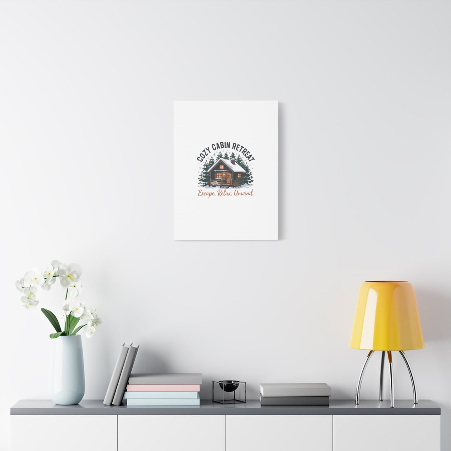 Cozy Cabin Retreat Log Cabin Art Print | Matte Canvas Stretched, 1.25" - FloofChonk