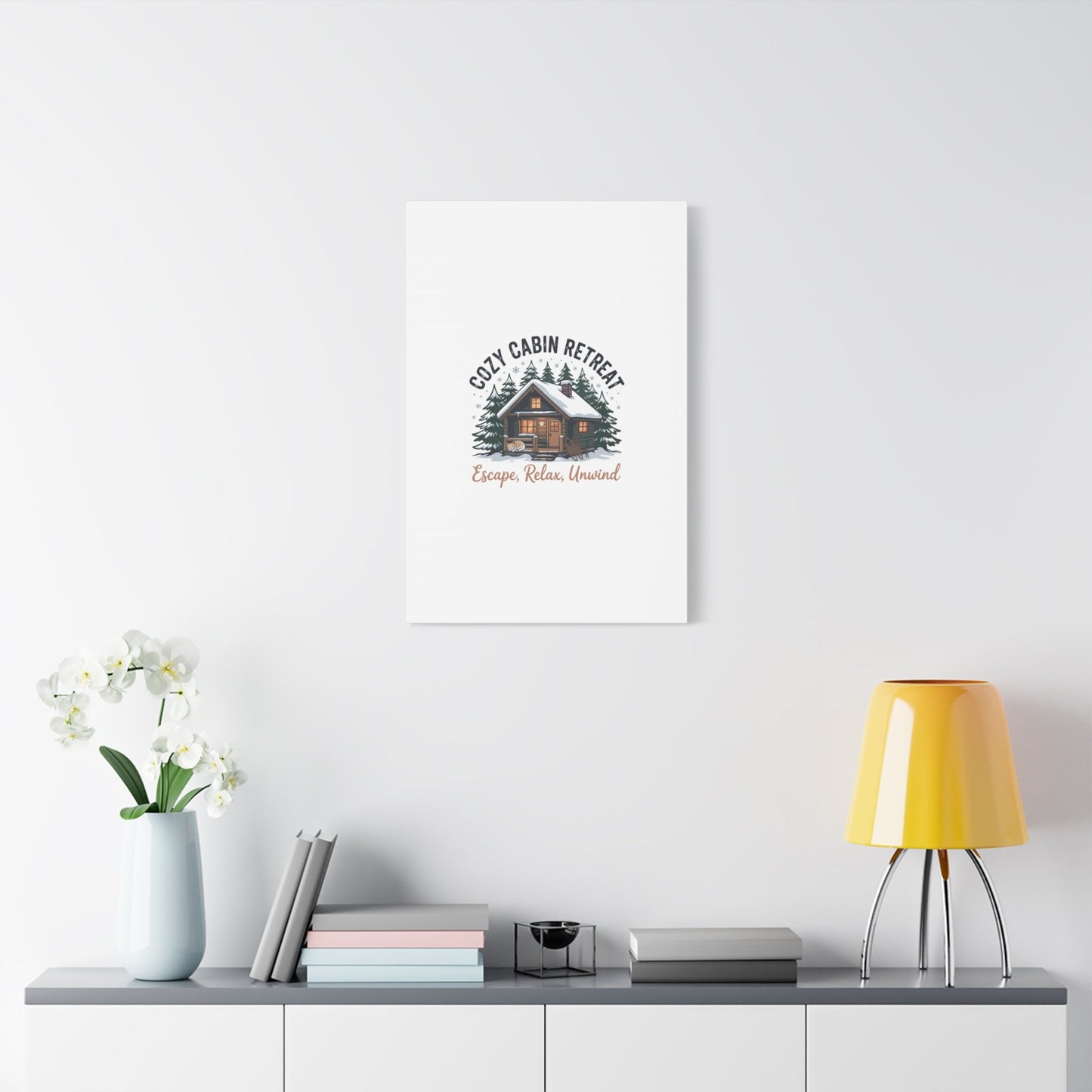 Cozy Cabin Retreat Log Cabin Art Print | Matte Canvas Stretched, 1.25" - FloofChonk