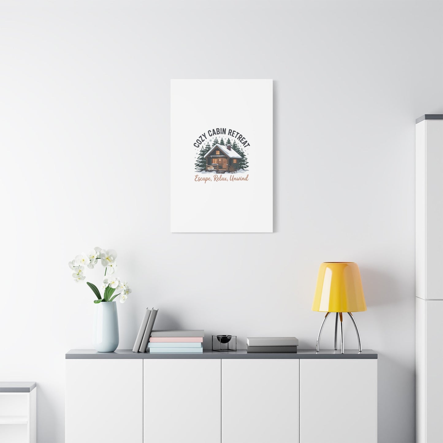 Cozy Cabin Retreat Log Cabin Art Print | Matte Canvas Stretched, 1.25" - FloofChonk