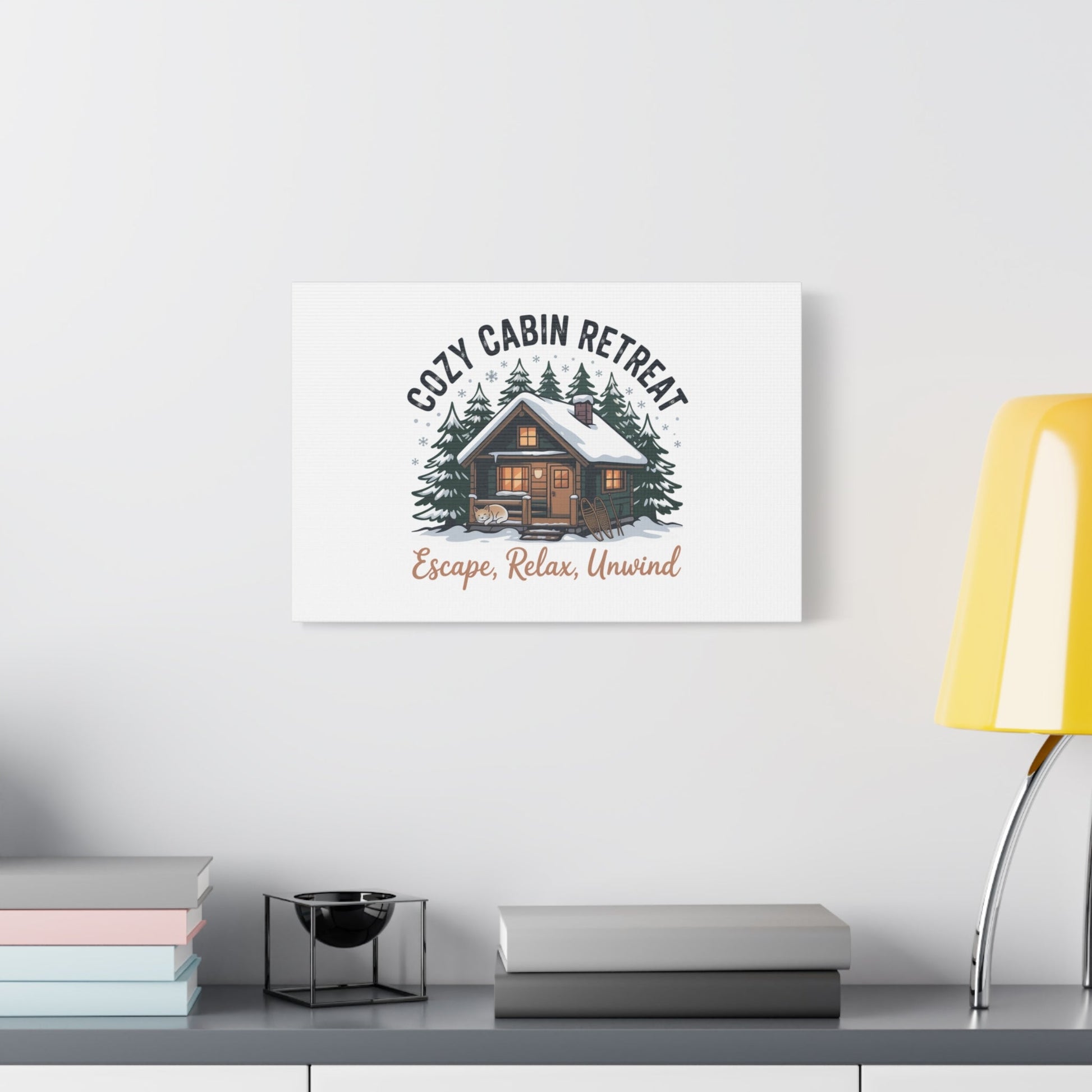 Cozy Cabin Retreat Log Cabin Art Print | Matte Canvas Stretched, 1.25" - FloofChonk