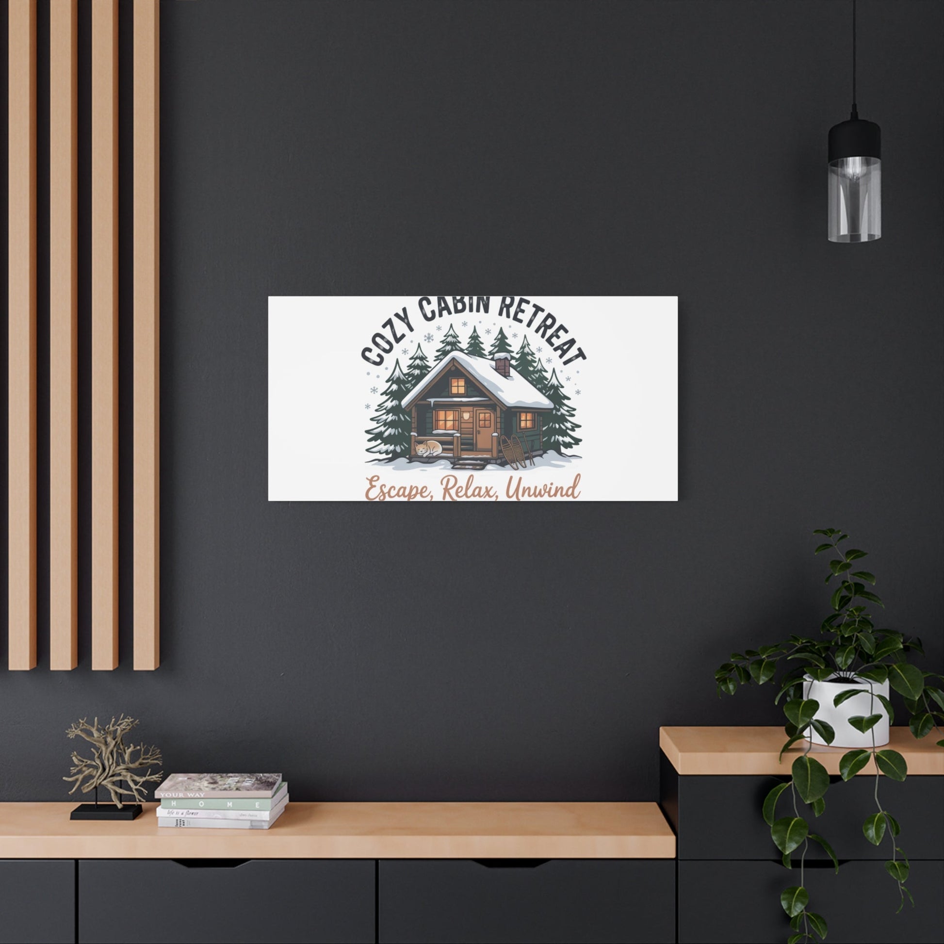 Cozy Cabin Retreat Log Cabin Art Print | Matte Canvas Stretched, 1.25" - FloofChonk