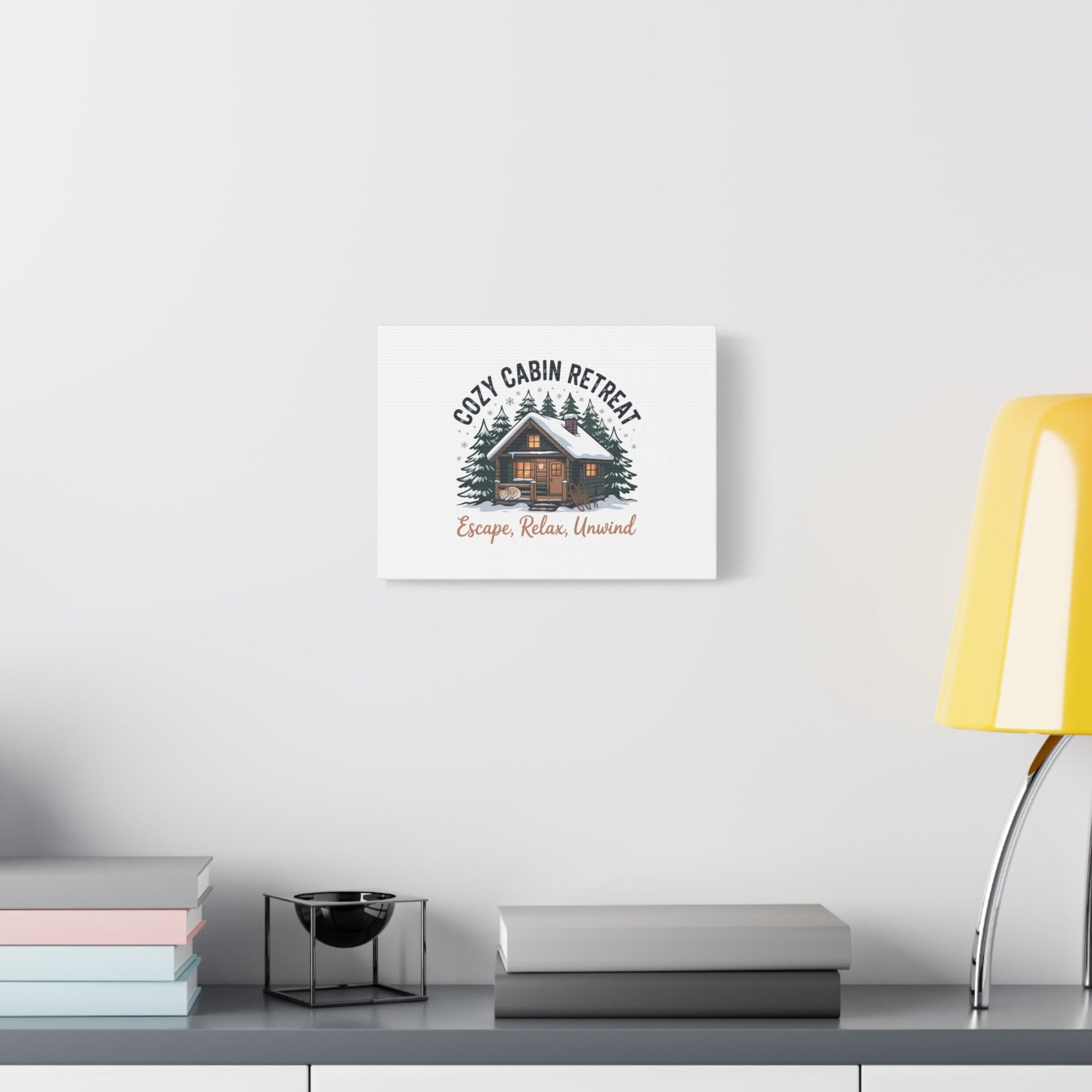 Cozy Cabin Retreat Log Cabin Art Print | Matte Canvas Stretched, 1.25" - FloofChonk
