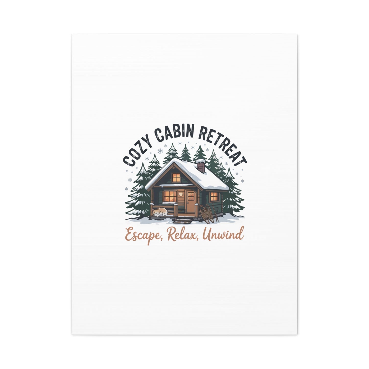 Cozy Cabin Retreat Log Cabin Art Print | Matte Canvas Stretched, 1.25" - FloofChonk