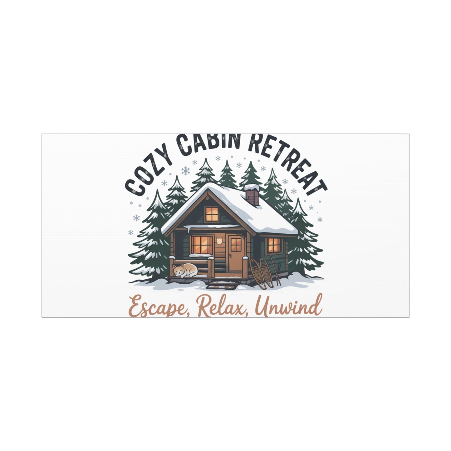 Cozy Cabin Retreat Log Cabin Art Print | Matte Canvas Stretched, 1.25" - FloofChonk