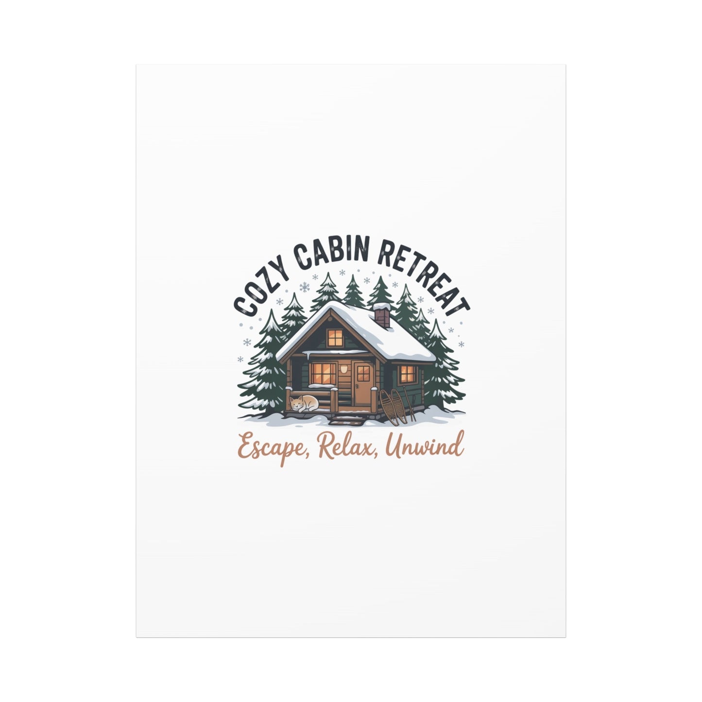 Cozy Cabin Retreat Log Cabin Art Print | Matte Canvas Stretched, 1.25" - FloofChonk