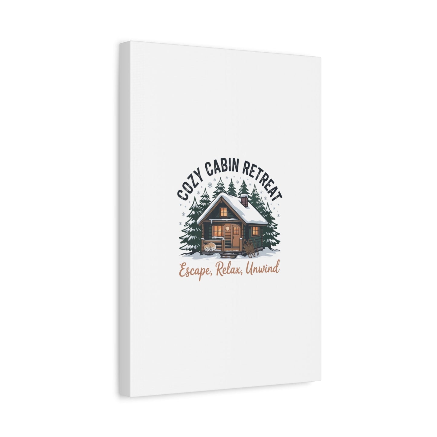 Cozy Cabin Retreat Log Cabin Art Print | Matte Canvas Stretched, 1.25" - FloofChonk