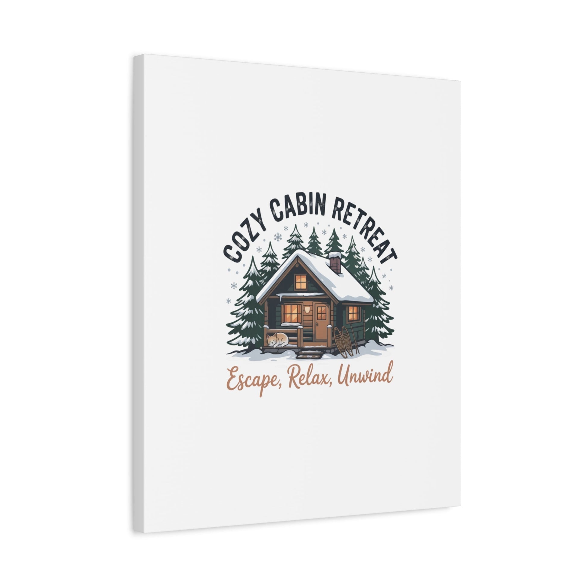 Cozy Cabin Retreat Log Cabin Art Print | Matte Canvas Stretched, 1.25" - FloofChonk
