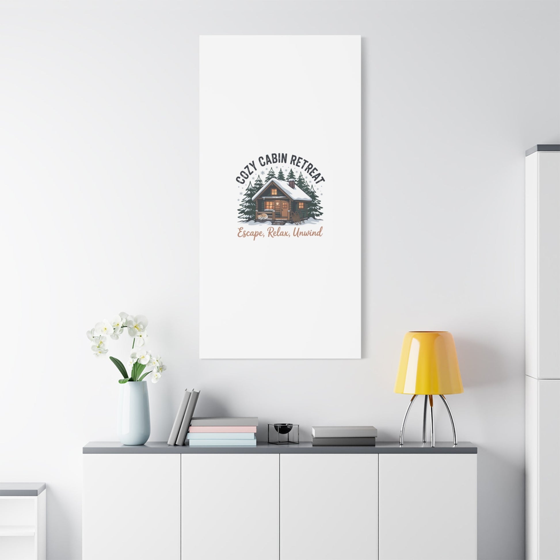 Cozy Cabin Retreat Log Cabin Art Print | Matte Canvas Stretched, 1.25" - FloofChonk