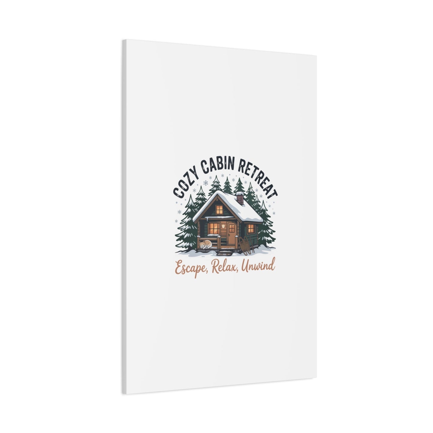 Cozy Cabin Retreat Log Cabin Art Print | Matte Canvas Stretched, 1.25" - FloofChonk