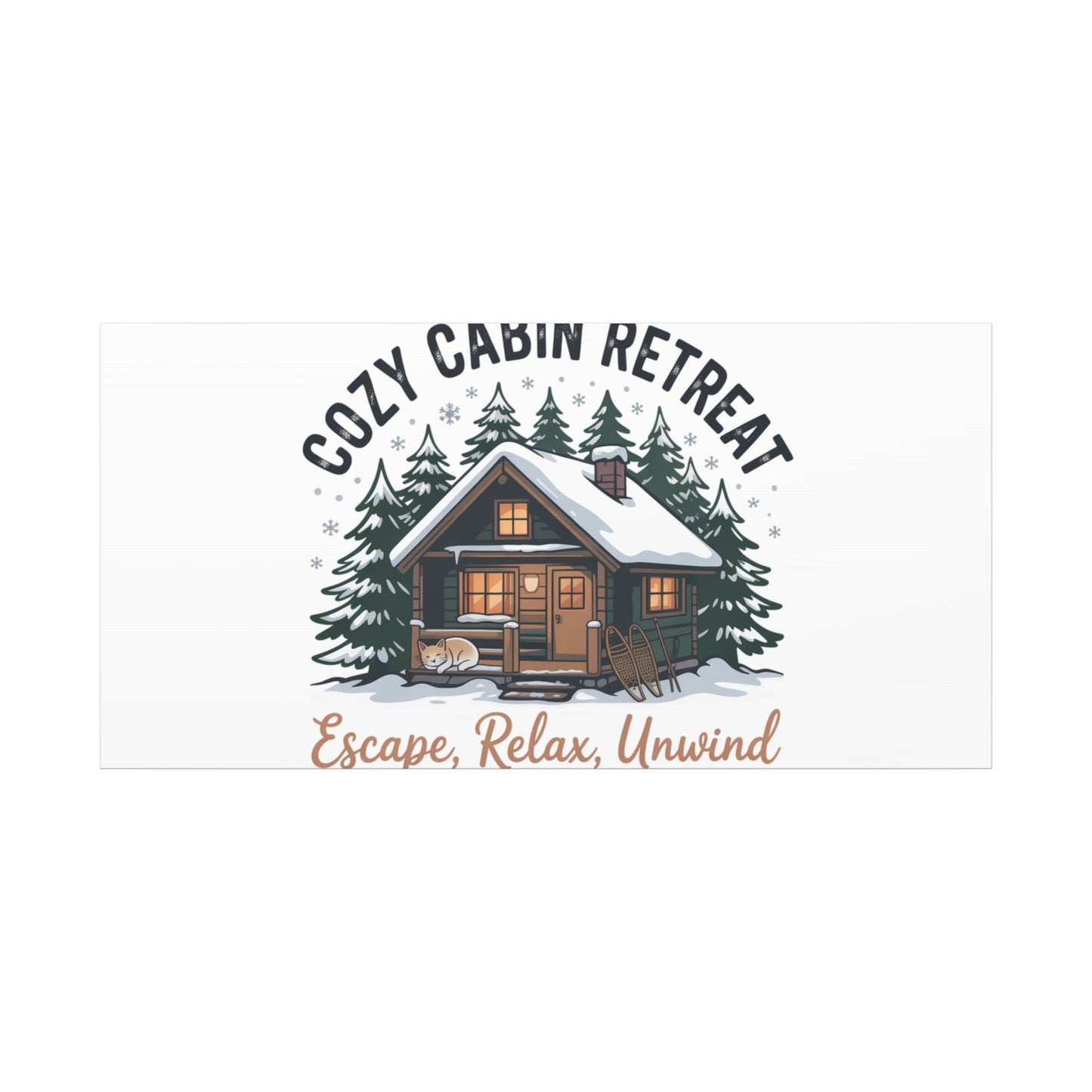Cozy Cabin Retreat Log Cabin Art Print | Matte Canvas Stretched, 1.25" - FloofChonk