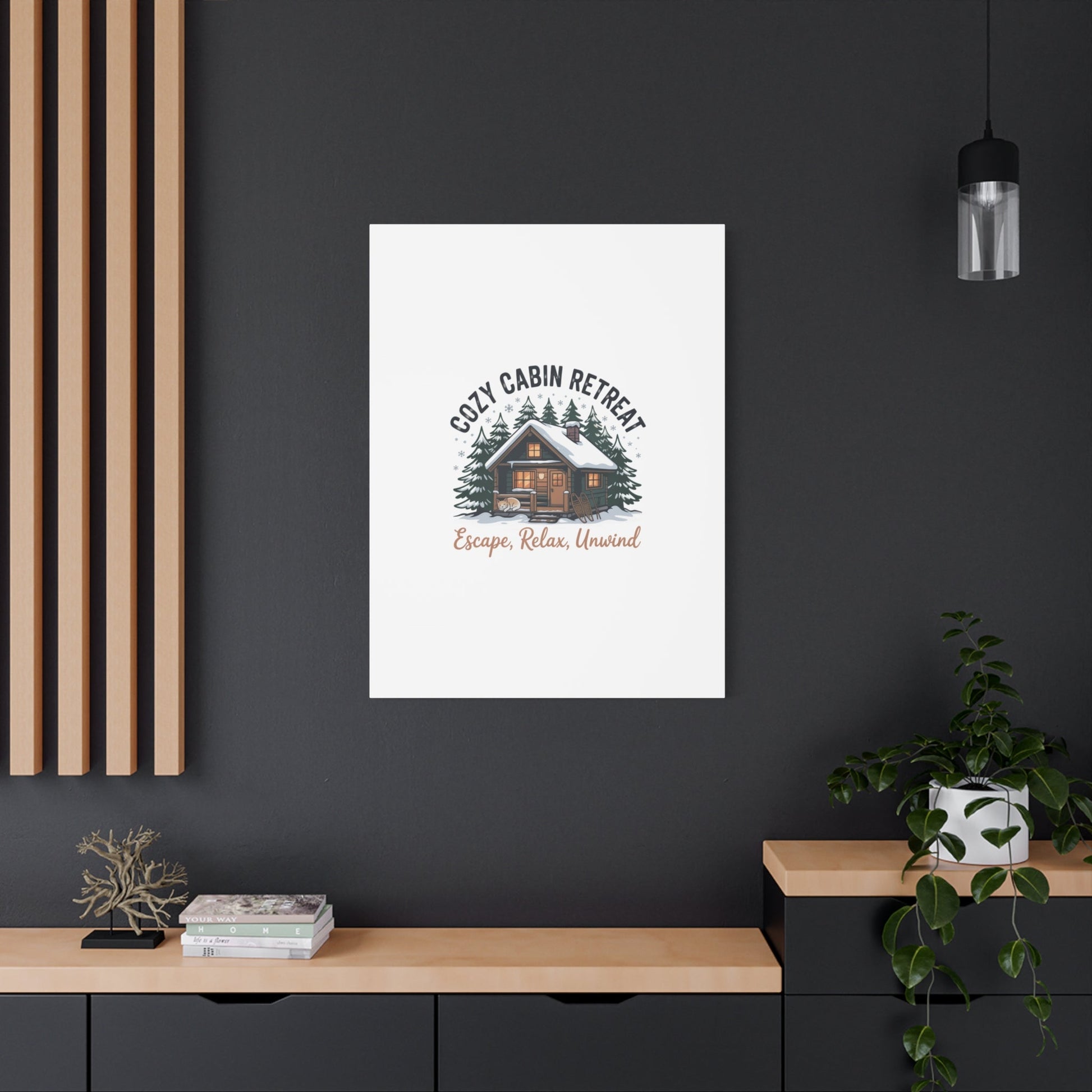 Cozy Cabin Retreat Log Cabin Art Print | Matte Canvas Stretched, 1.25" - FloofChonk